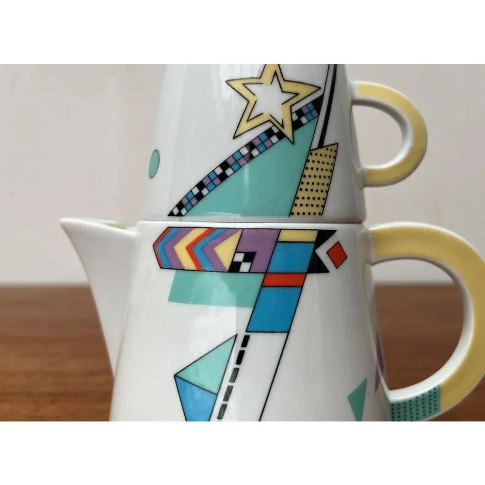 Satz von 2 deutschen postmodernen Teekannen oder Couchtischen mit Tasse von Seltmann Weiden im Angebot 4