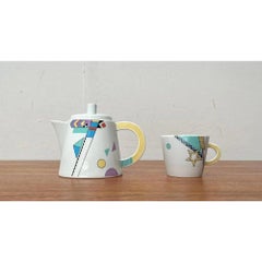 Set of 2 German Postmodern Teapot or Coffeepot with Cup by Seltmann Weiden