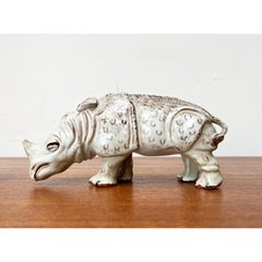 Set of 2 German Studio Pottery Camel and Rhino Figures from Hamelner Töpferei