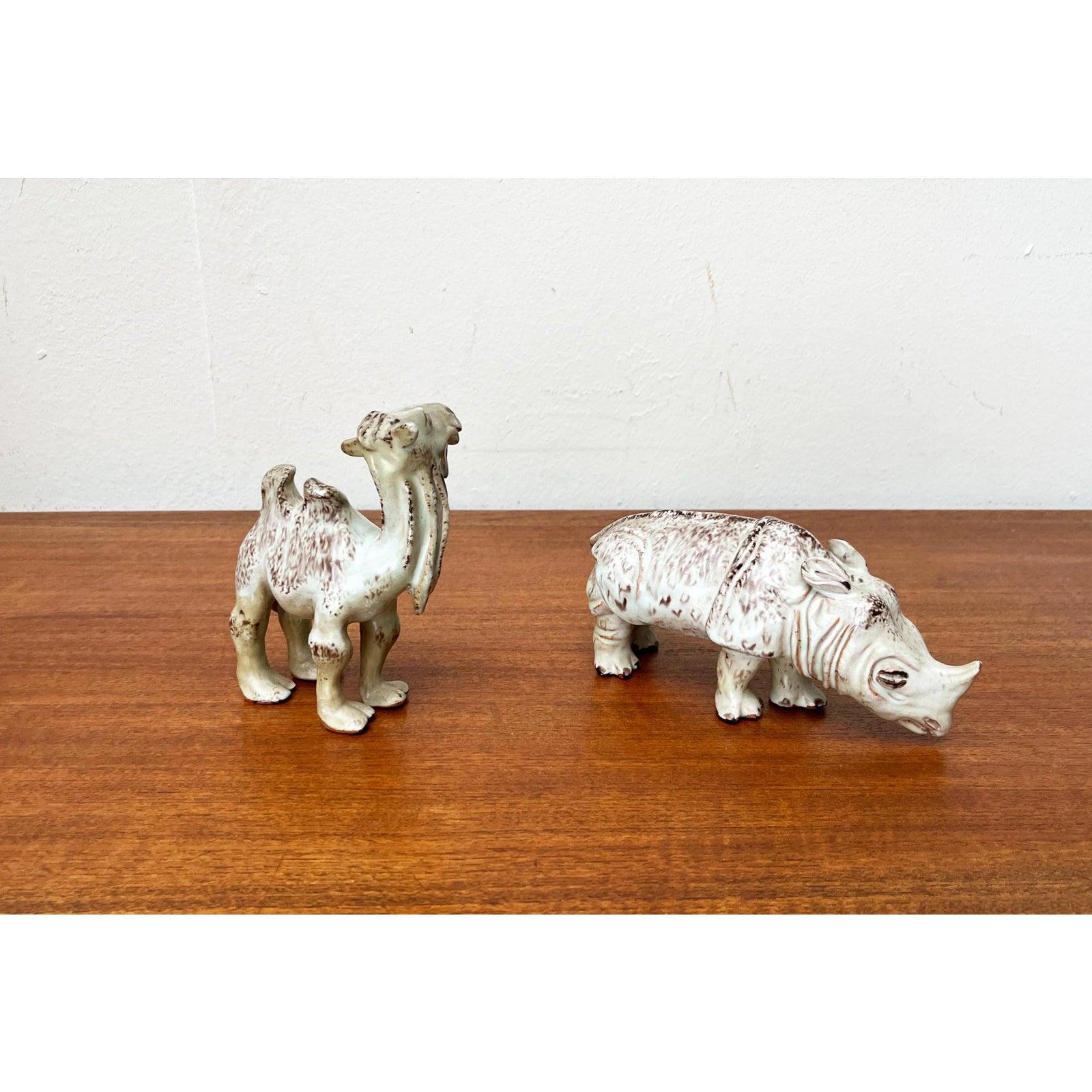 Set of 2 German Studio Pottery Camel and Rhino Figures from Hamelner Töpferei For Sale 2