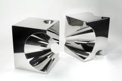 Set Of 2 Get Lost! C4 & C5 Side Tables in Stainless Steel by Barberini & Gunnell