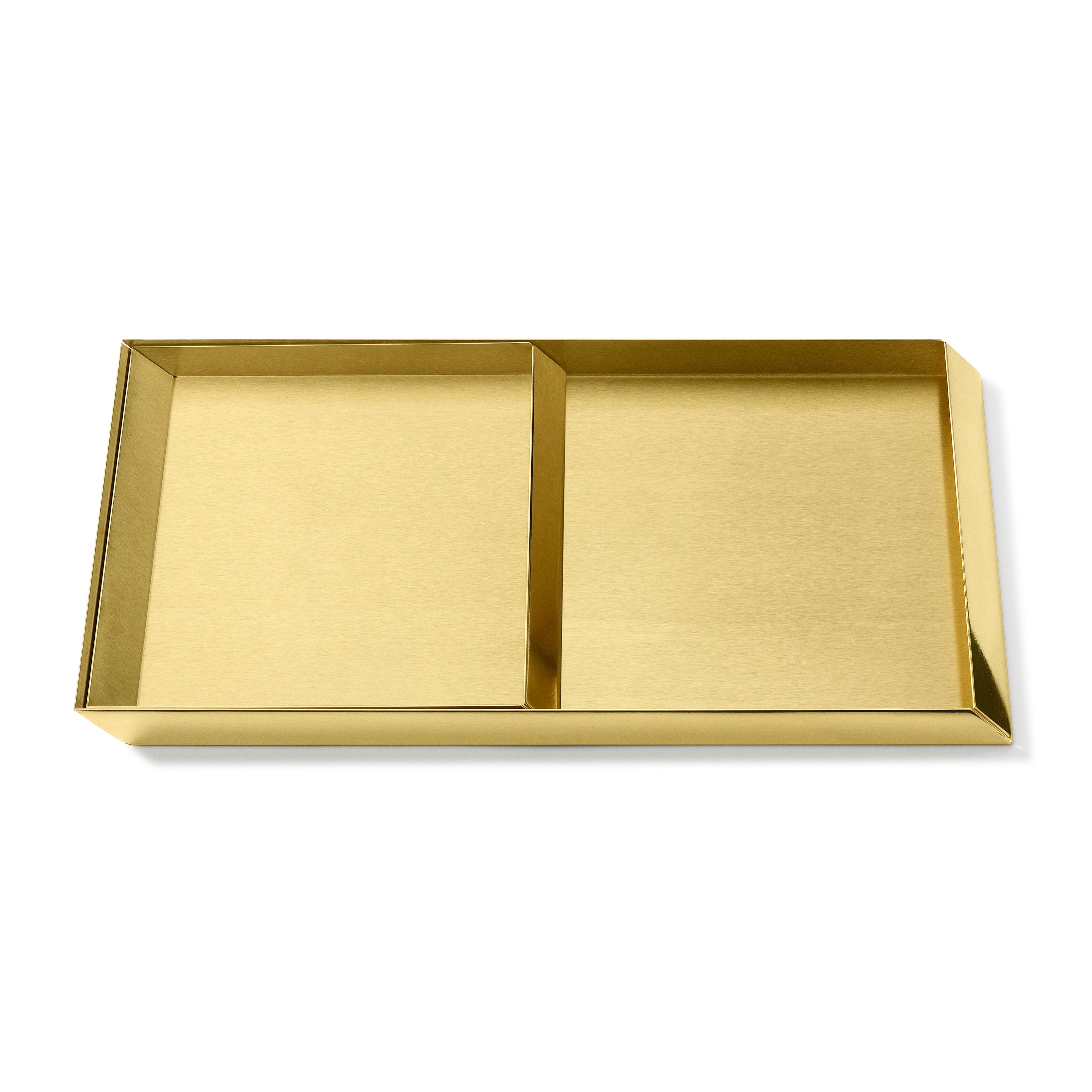 Modern 'Set of 2' Ghidini 1961 Axonometry Trays in Brass by Elisa Giovanni For Sale