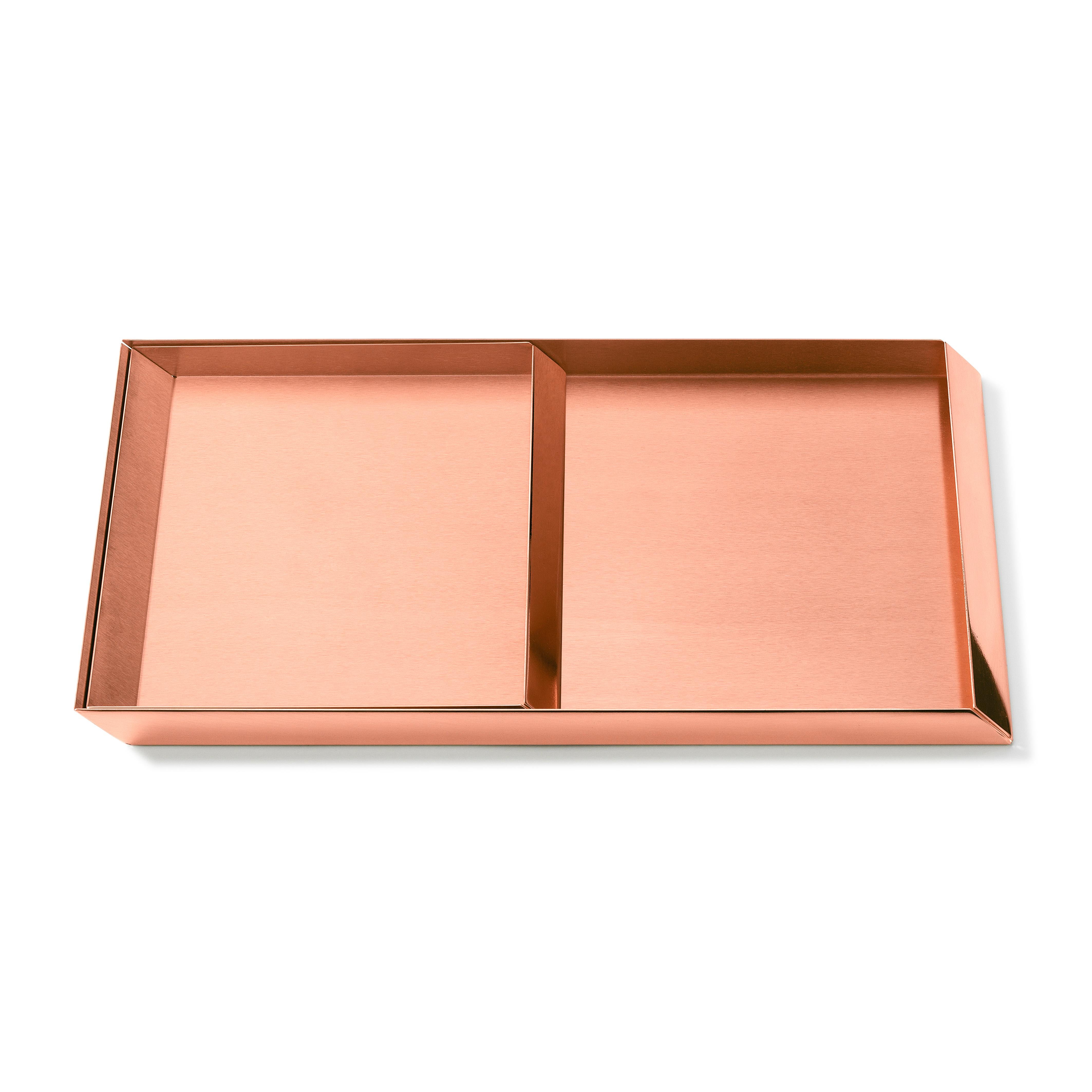 Modern Set of 2 Ghidini 1961 Axonometry Trays in Copper by Elisa Giovanni For Sale