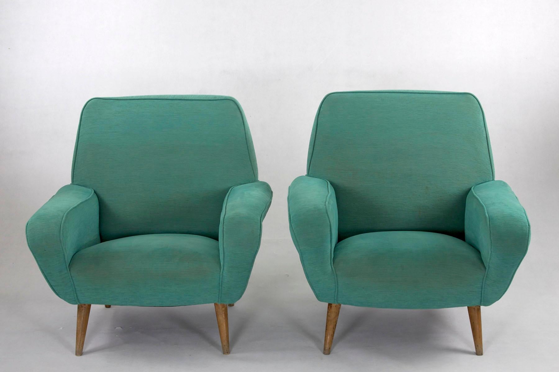 Satz von 2 Gianfranco Frattini-Stühlen Modell 830, 1950er Jahre, Cassina, Italien im Angebot 3