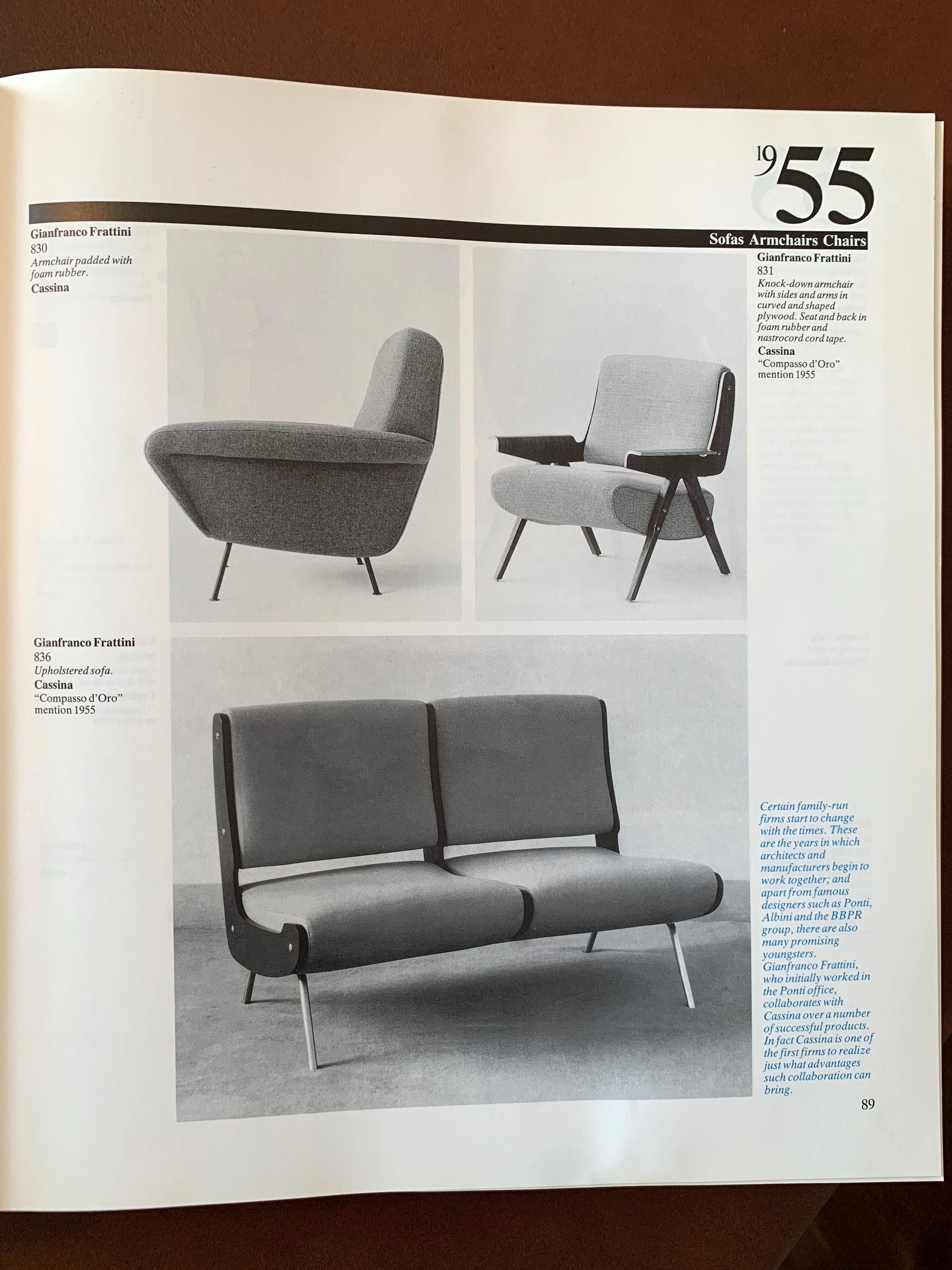 Satz von 2 Gianfranco Frattini-Stühlen Modell 830, 1950er Jahre, Cassina, Italien im Angebot 5