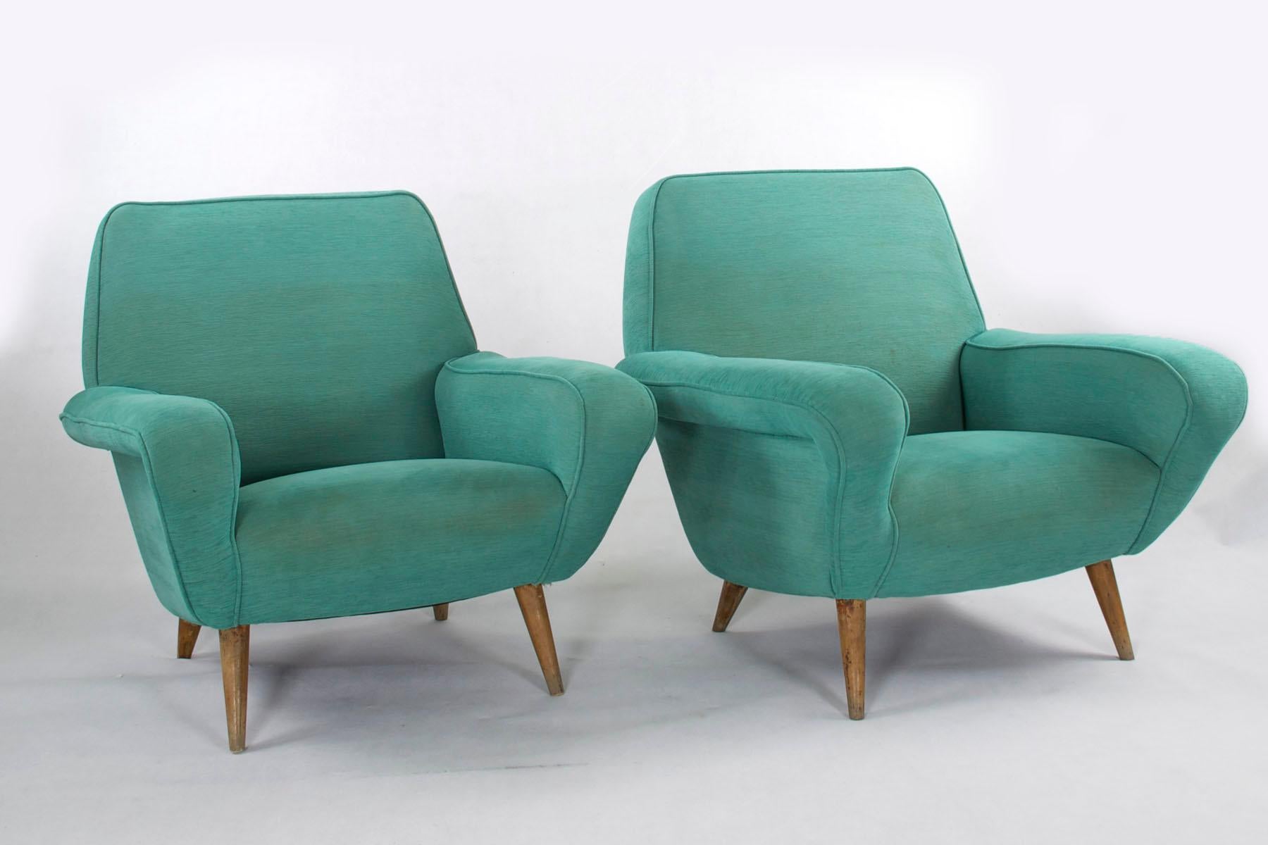 Set of 2 Gianfranco Frattini Chairs Modell 830, 1950s, Cassina, Italy For Sale 1