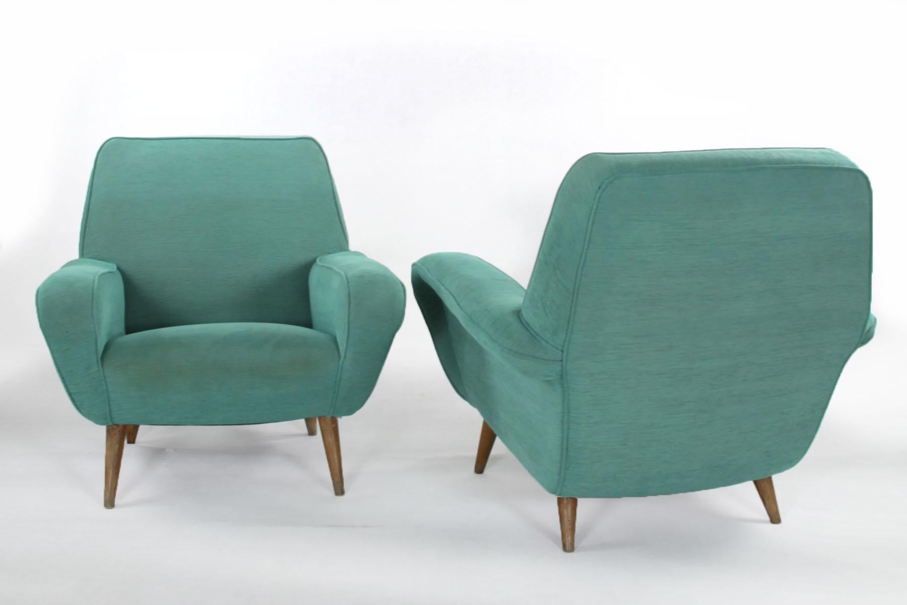Satz von 2 Gianfranco Frattini-Stühlen Modell 830, 1950er Jahre, Cassina, Italien im Angebot 2