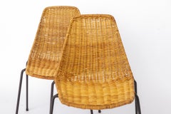 Set of 2 Gianfranco Legler Basket Chairs, 1950s Rattan Chairs, Mid Century Swiss