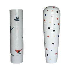 Set di 2 vasi giganti Dot Dot e Birds di WL Ceramics