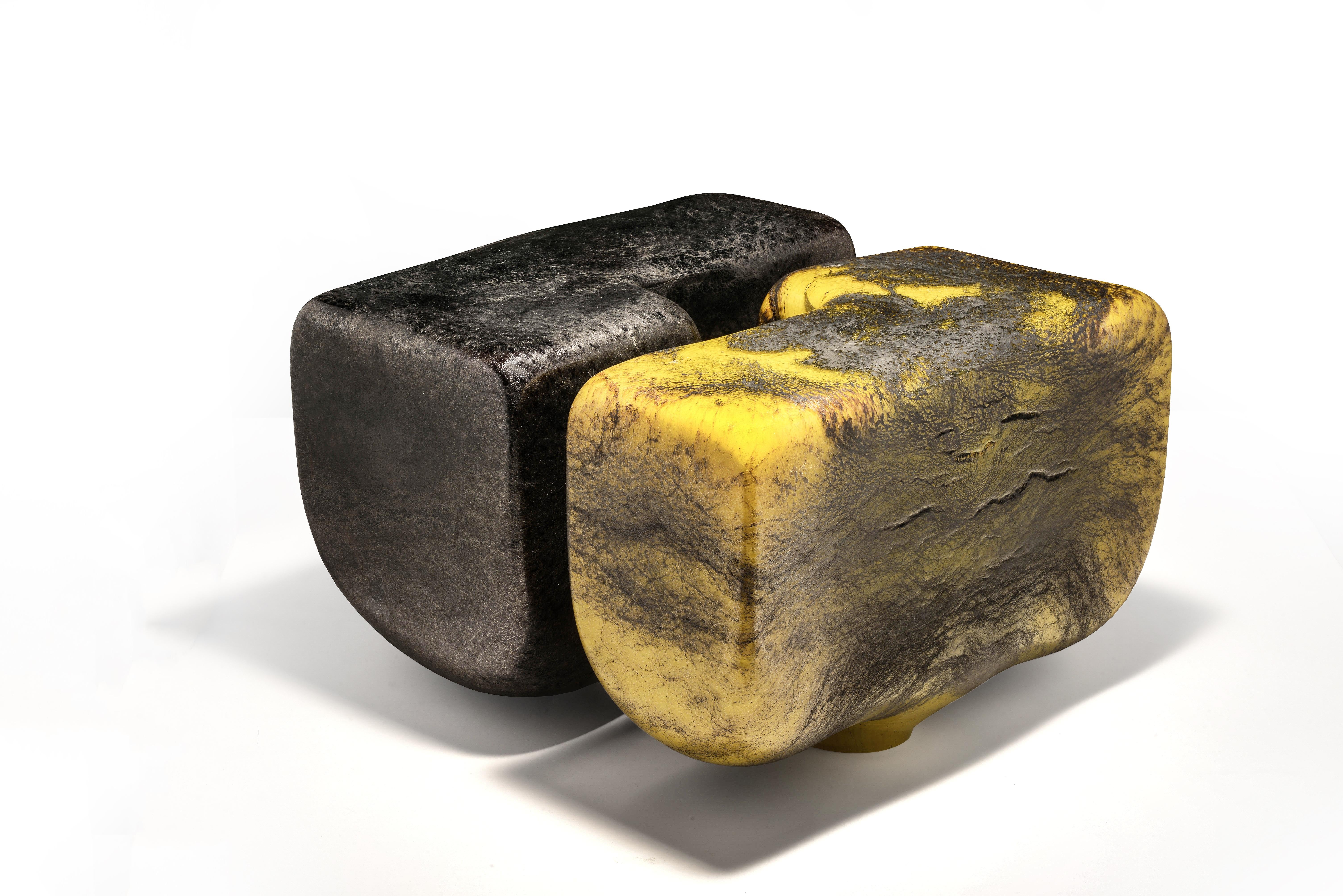 Set of 2 Gilbert and George vases by Paolo Marcolongo
Dimensions: 40 x 40 x H 26.3 cm 
Materials: Murano glass and iron. 


Paolo Marcolongo was born in Padua in 1956, he attended the Art High School 