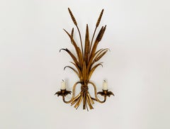 Set of 2 gilded italian metal wall candle holder by Hans Kögl