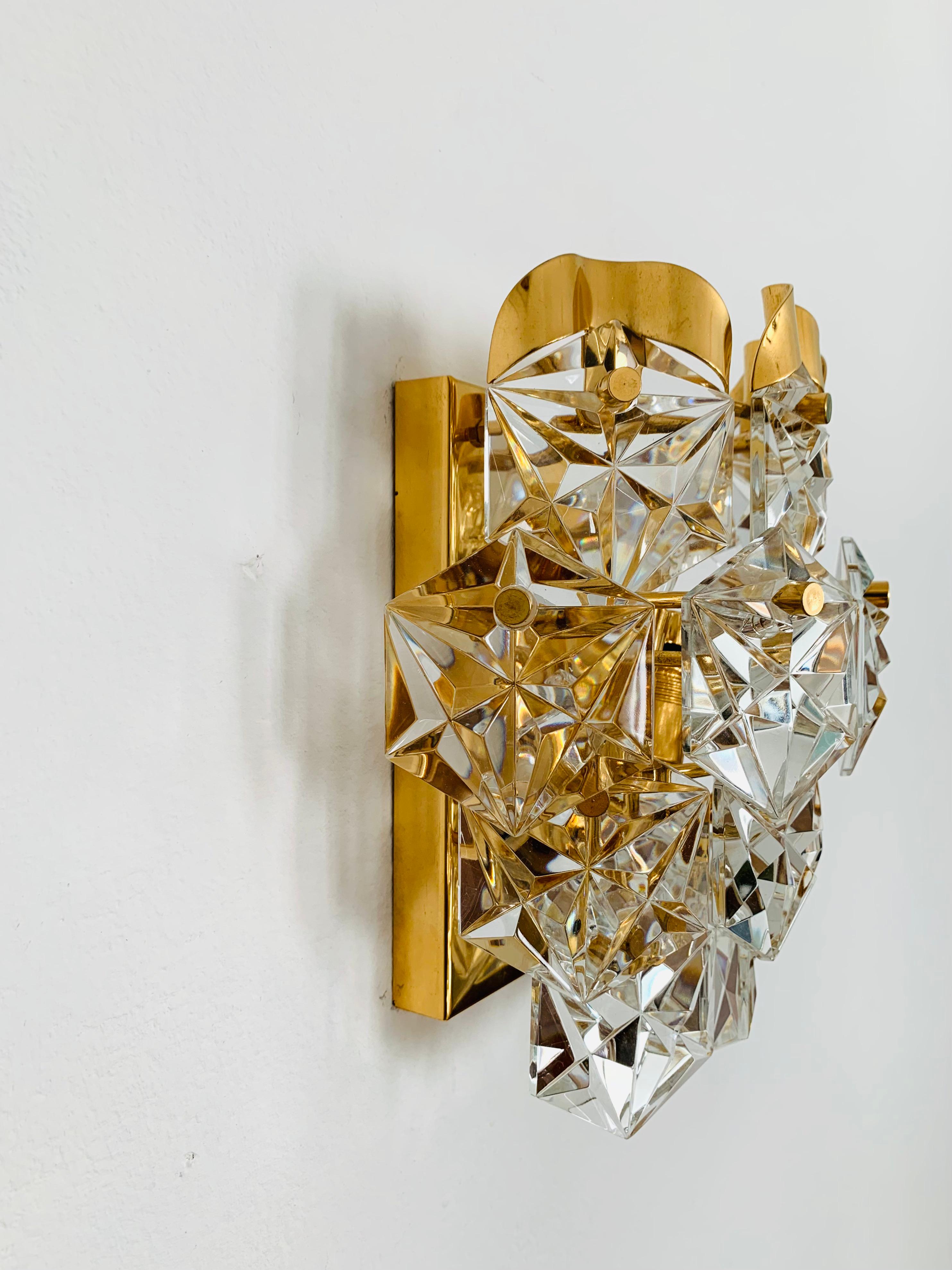 Mid-20th Century Set of 2 Gilded Wall Lamps from Kinkeldey For Sale