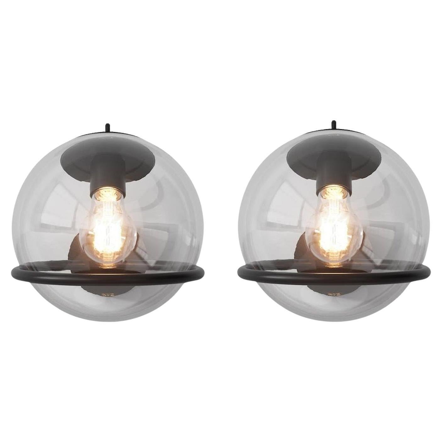 Set of 2 Gino Sarfatti Lamp Model 238/1 Black Transparent Mount For Sale