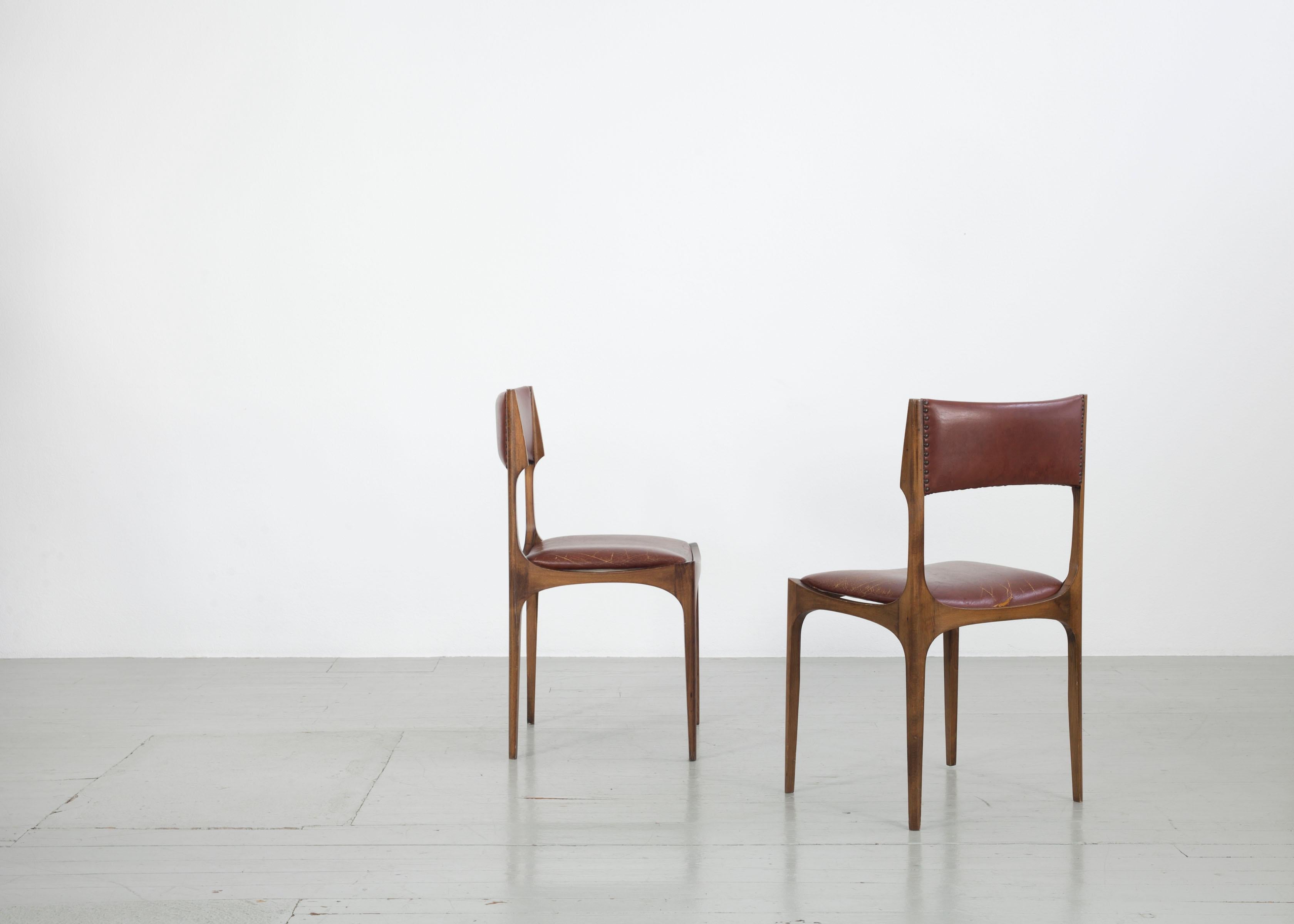 Faux Leather Set of 2 Giuseppe Gibelli Elisabetta Chairs, Sormani, Italy, 1963 For Sale