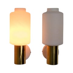 Set of 2 Glass and Brass Wall Lights for Fagerhults, Sweden, 1960s