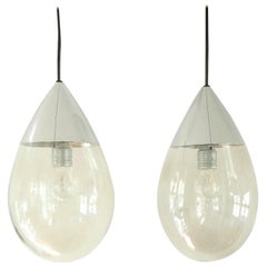 Set di 2 lampade a sospensione a goccia in vetro per Limburg, Germania, anni '70