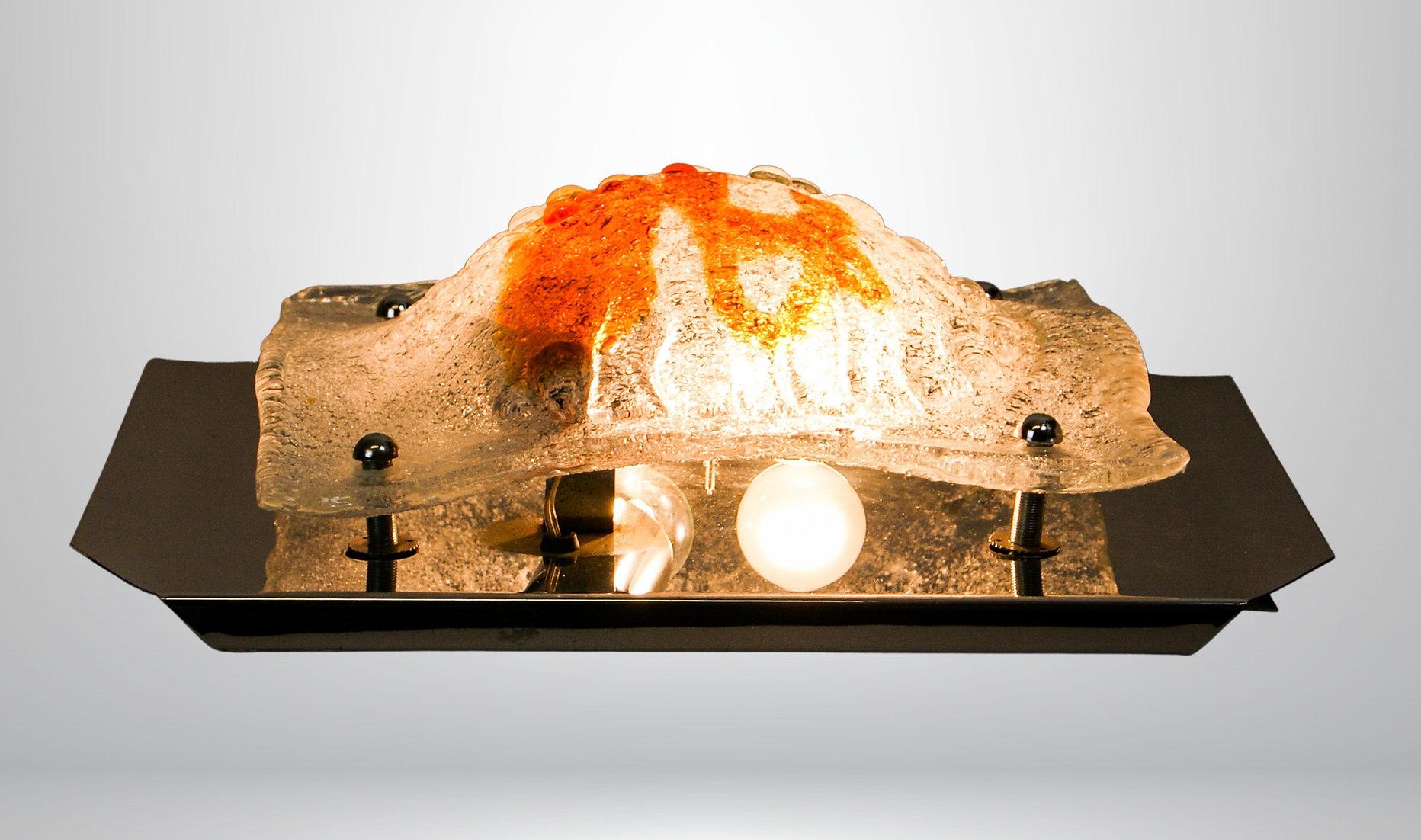Pareja de apliques bullicantes de cristal ámbar de Mazzega Murano Toni Zuccheri Attr en Bueno estado para la venta en Torquay, GB