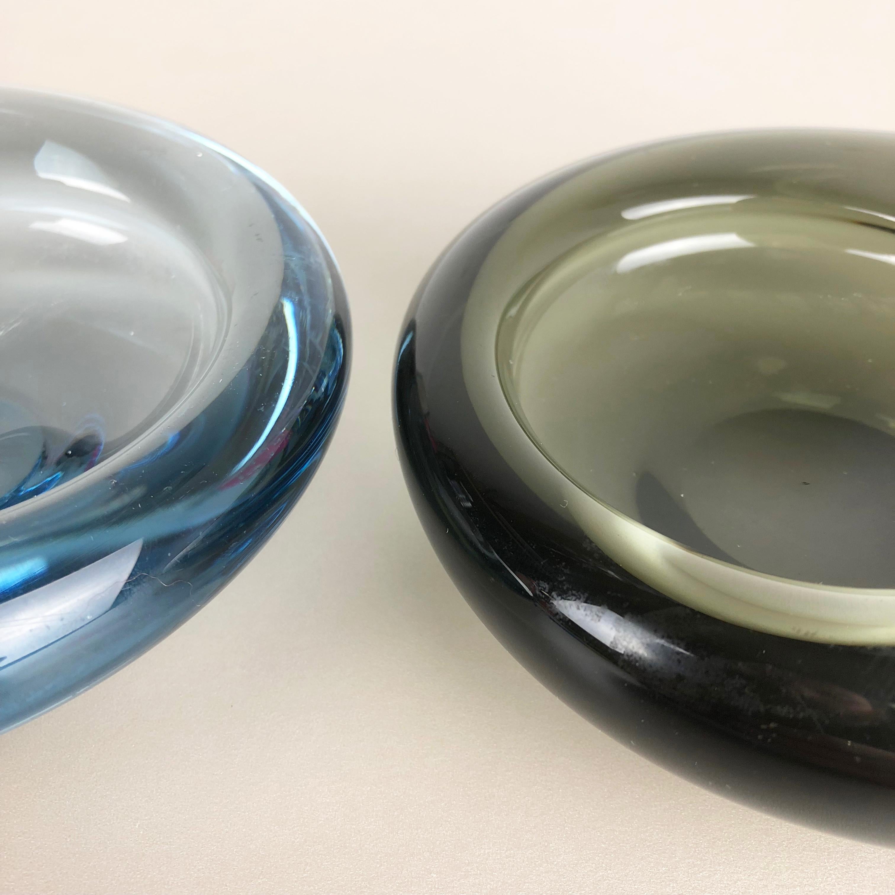 Danish Set of 2 Glass Shell Bowl Elements by Per Lutken for Holmegaard, Denmark, 1960s