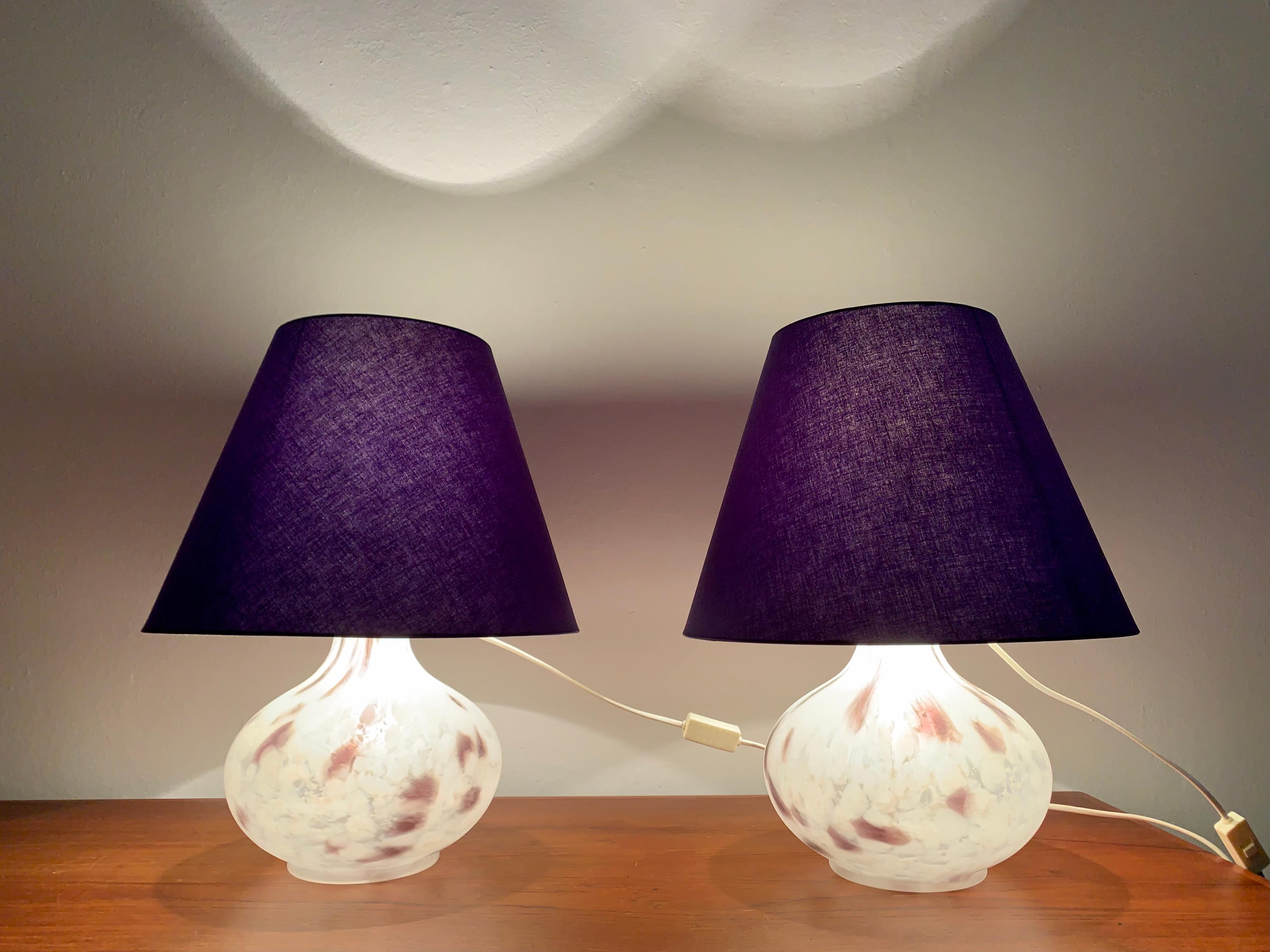 Set of 2 Glass Table Lamps by Peill and Putzler For Sale 8