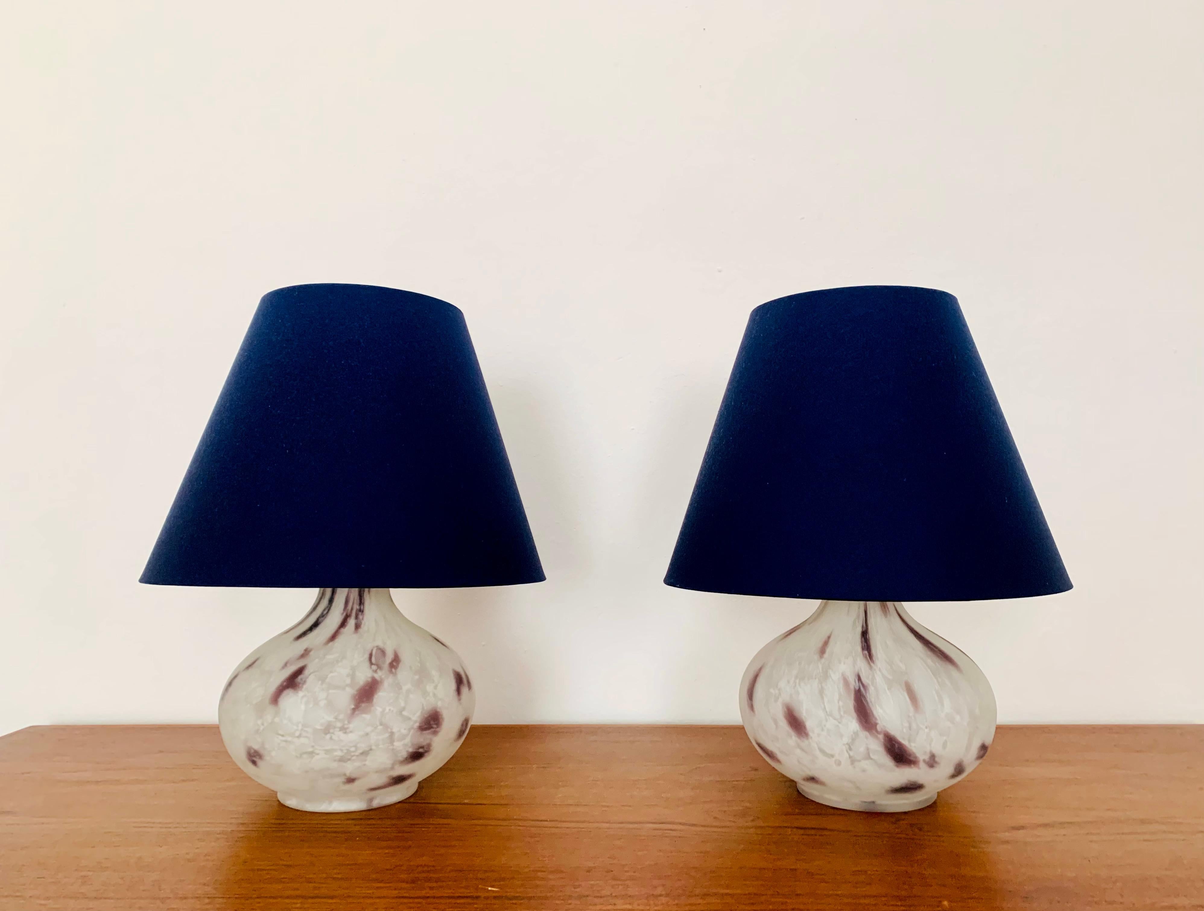Mid-Century Modern Set of 2 Glass Table Lamps by Peill and Putzler For Sale