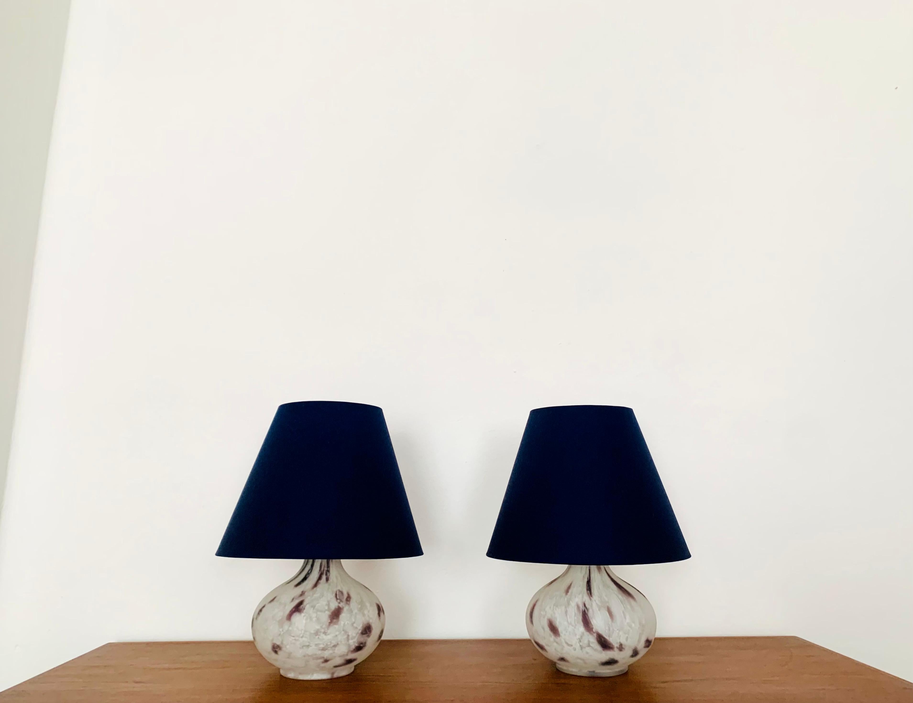 German Set of 2 Glass Table Lamps by Peill and Putzler For Sale
