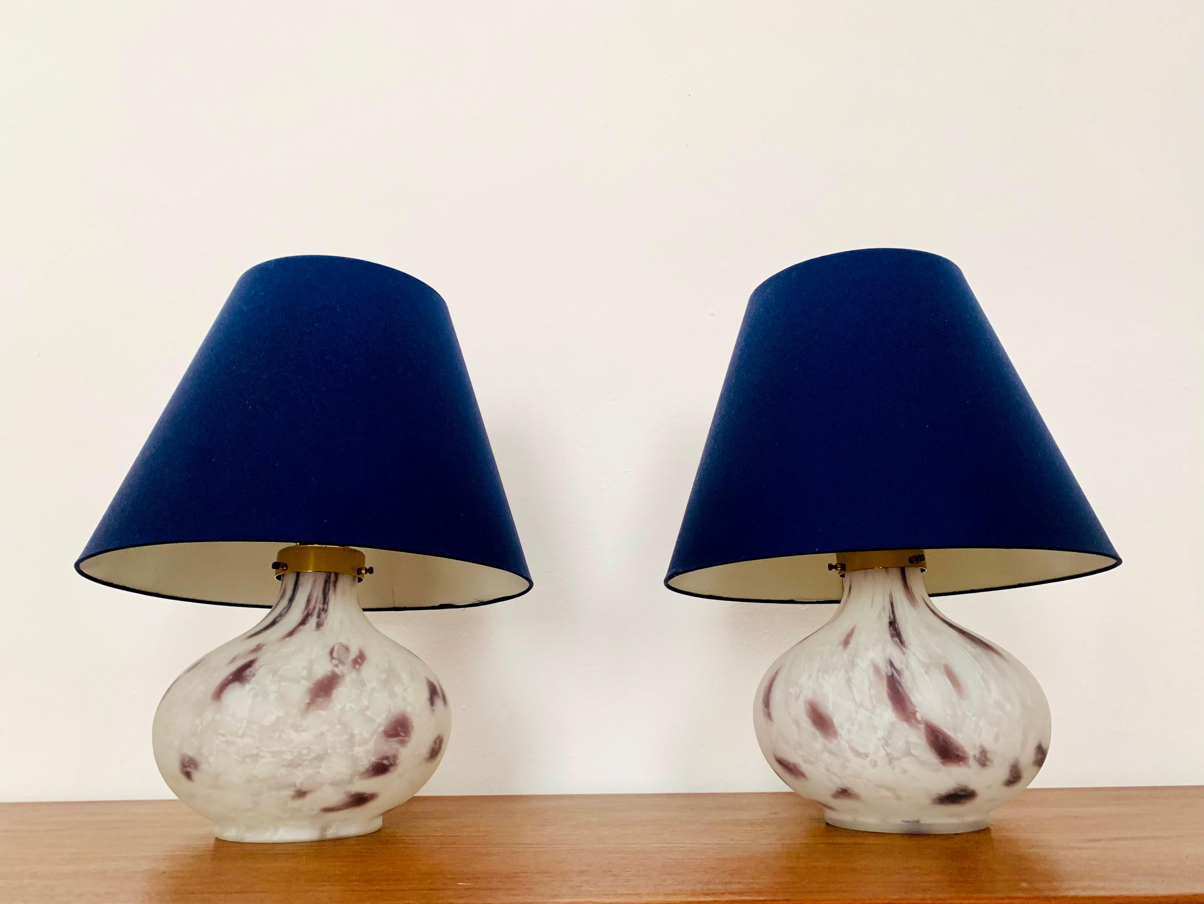 Set of 2 Glass Table Lamps by Peill and Putzler In Good Condition For Sale In München, DE