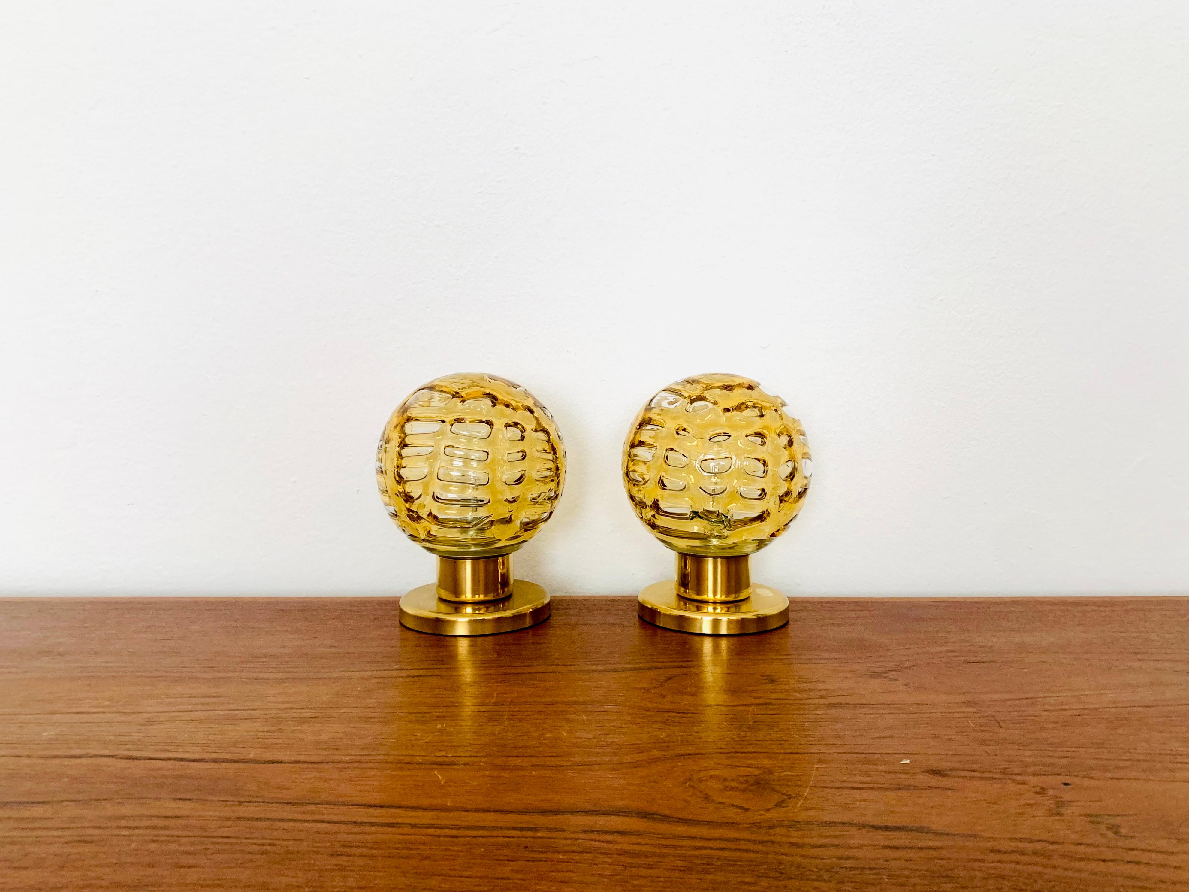 Set of 2 Glass Table Lamps from Doria Moderno de mediados de siglo en venta