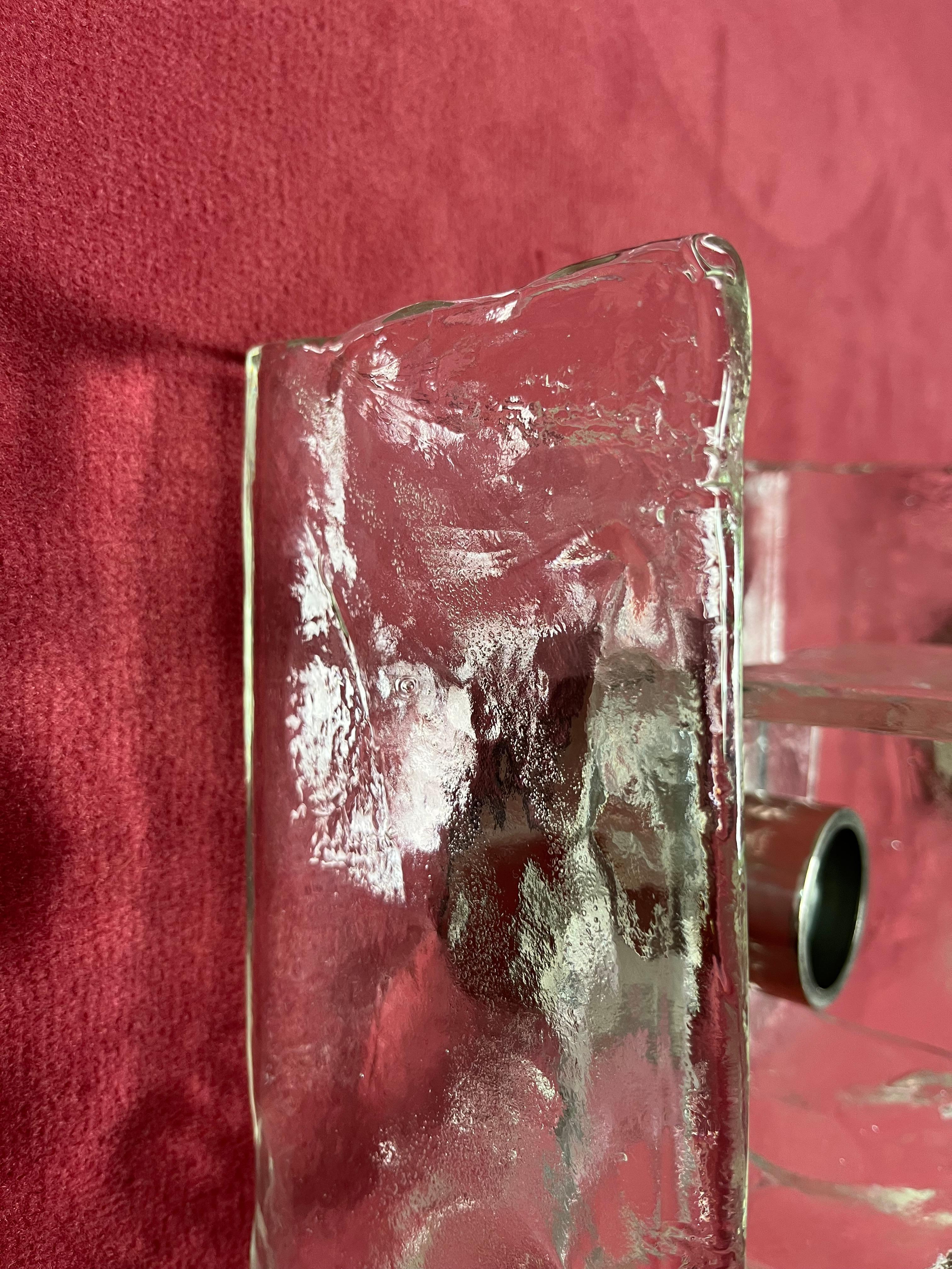 Juego de 2 lámparas de pared de cristal de Carlo Nason para Kalmar, años 60 en venta 8