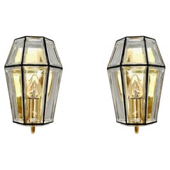 2er-Set Wandleuchten aus Glas von Glashütte Limburg