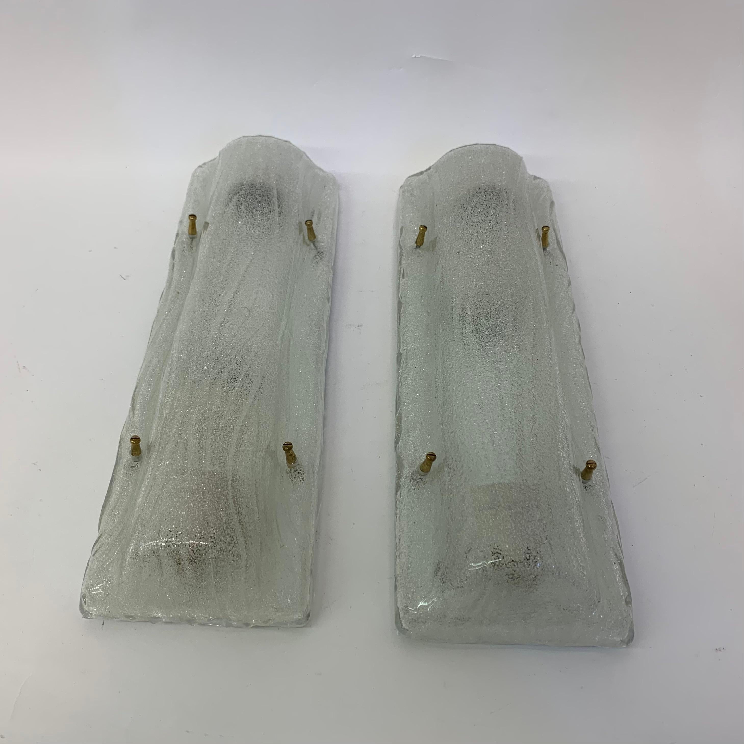 Set of 2 Glass Wall Lamps Sconce, 1970s 3