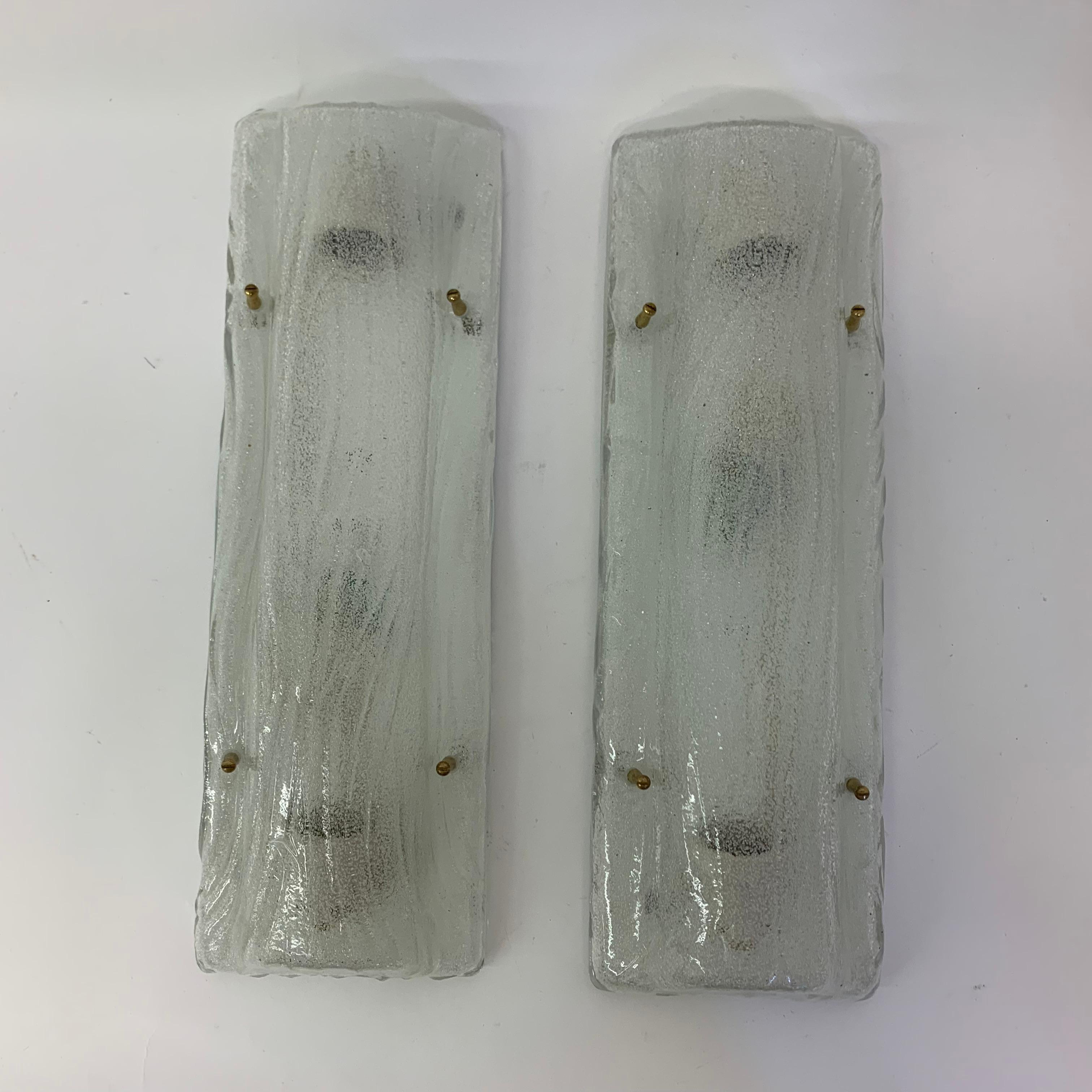 Set of 2 Glass Wall Lamps Sconce, 1970s 4