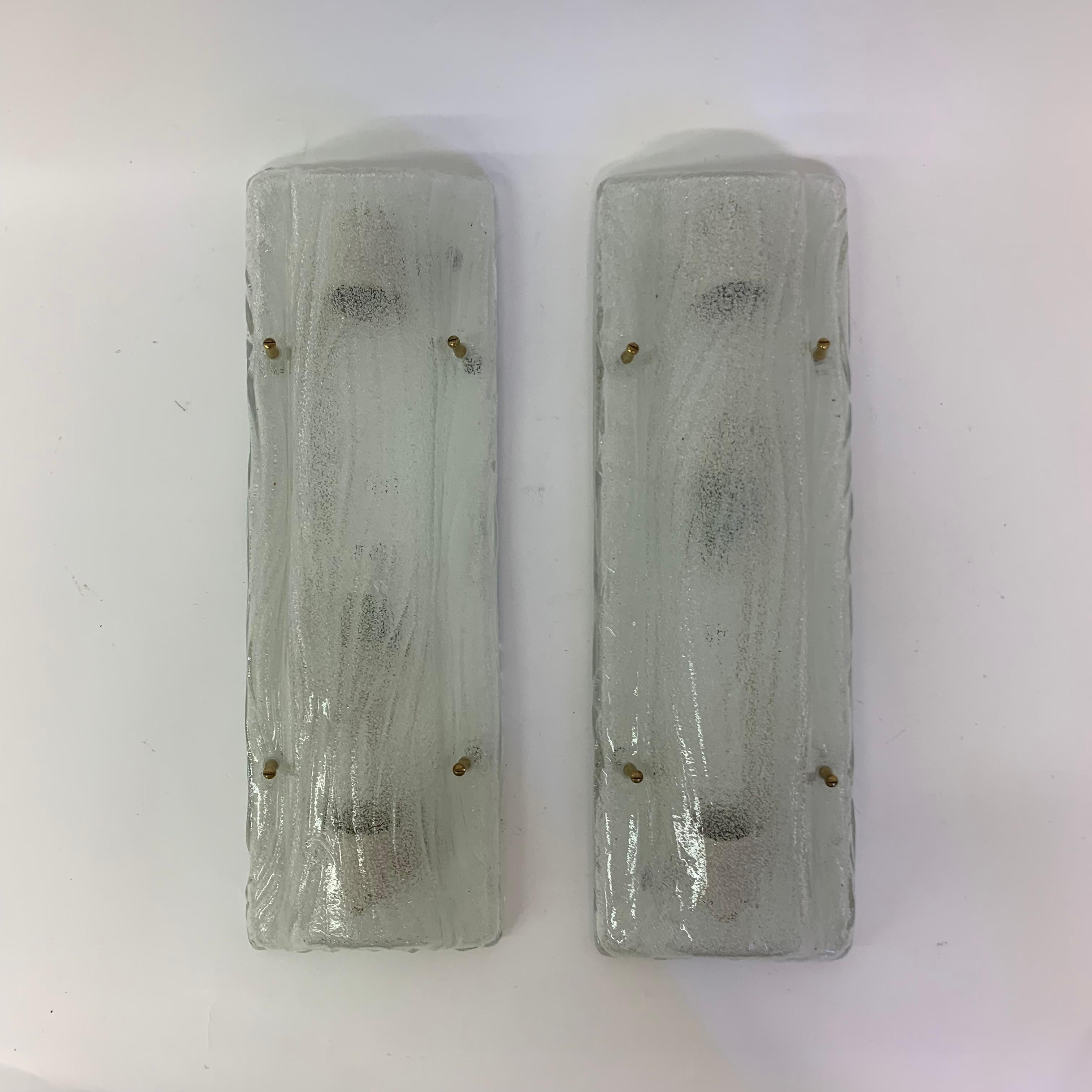 Late 20th Century Set of 2 Glass Wall Lamps Sconce, 1970s