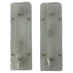 Set of 2 Glass Wall Lamps Sconce, 1970s