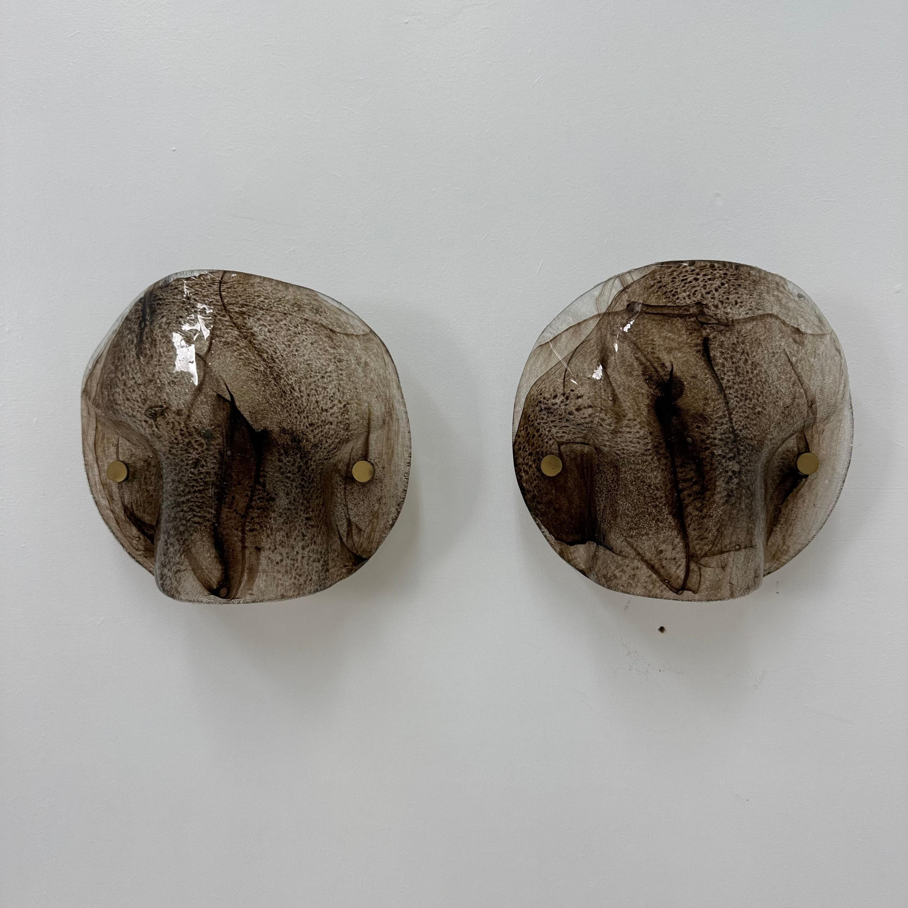 Juego de 2 apliques de cristal scone , años 70 Vidrio en venta