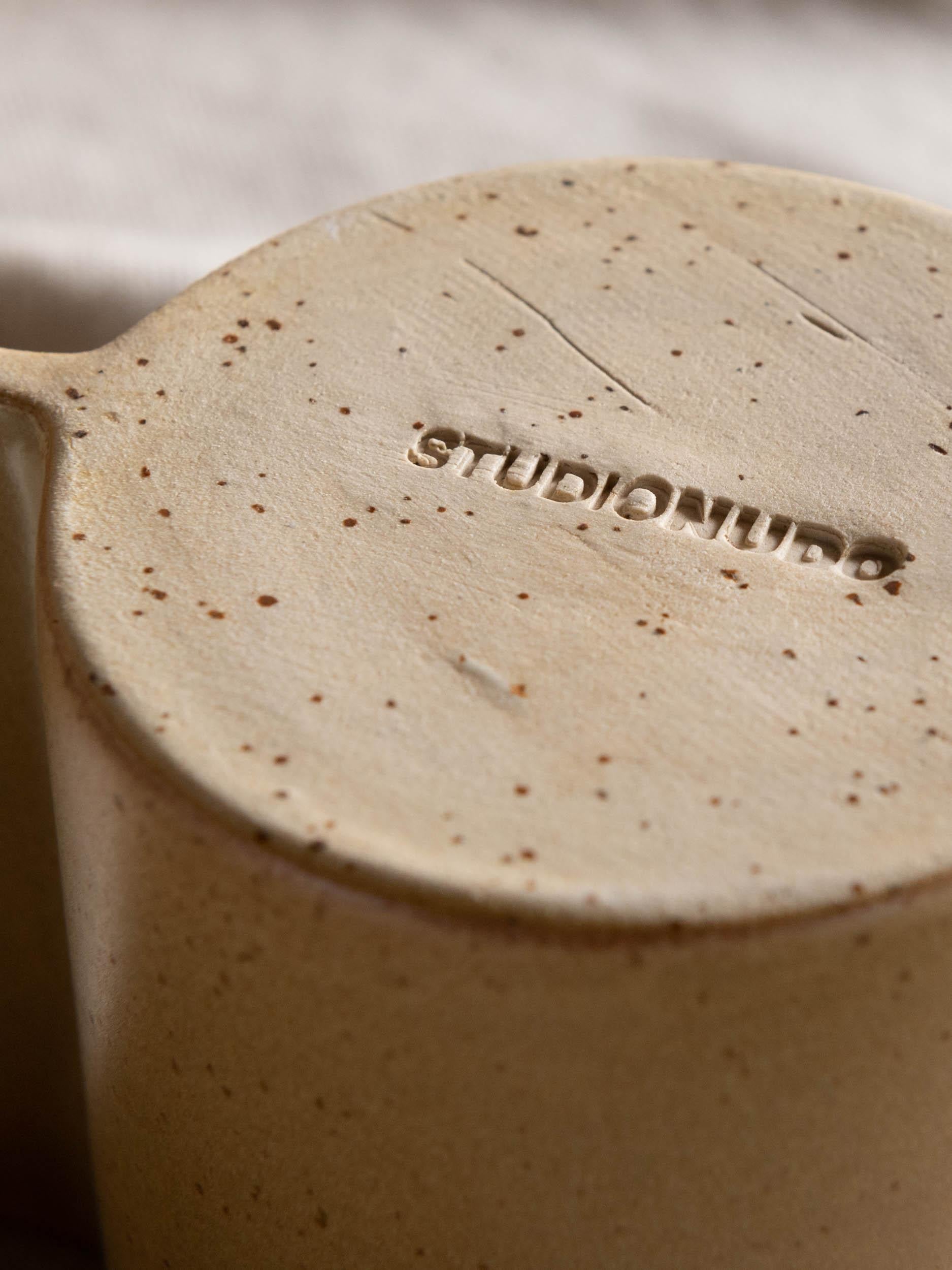 Post-Modern Set Of 2 Glaze Antique Bronze Solid Mugs by Studionudo For Sale