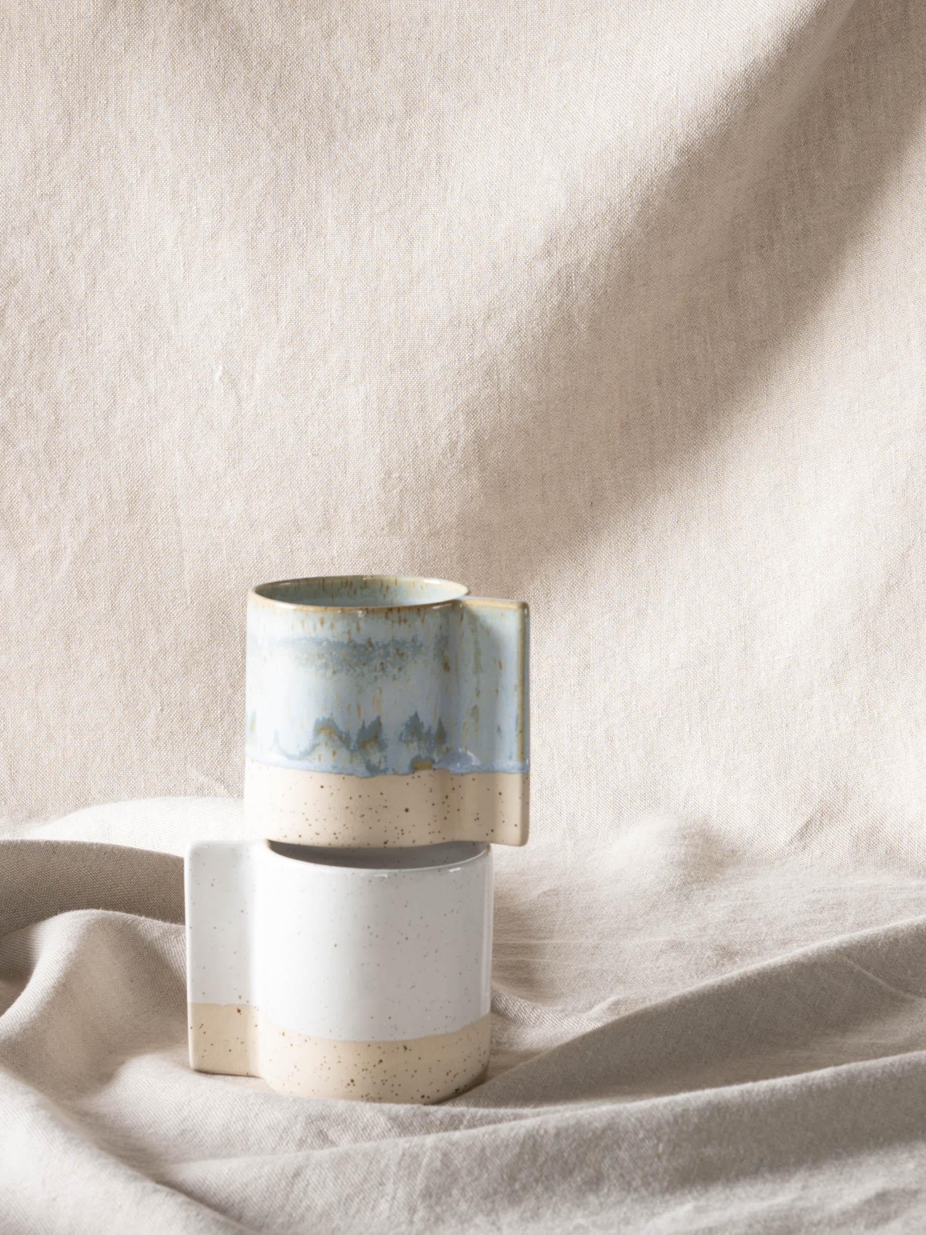 Italian Set Of 2 Glaze Antique Bronze Solid Mugs by Studionudo For Sale