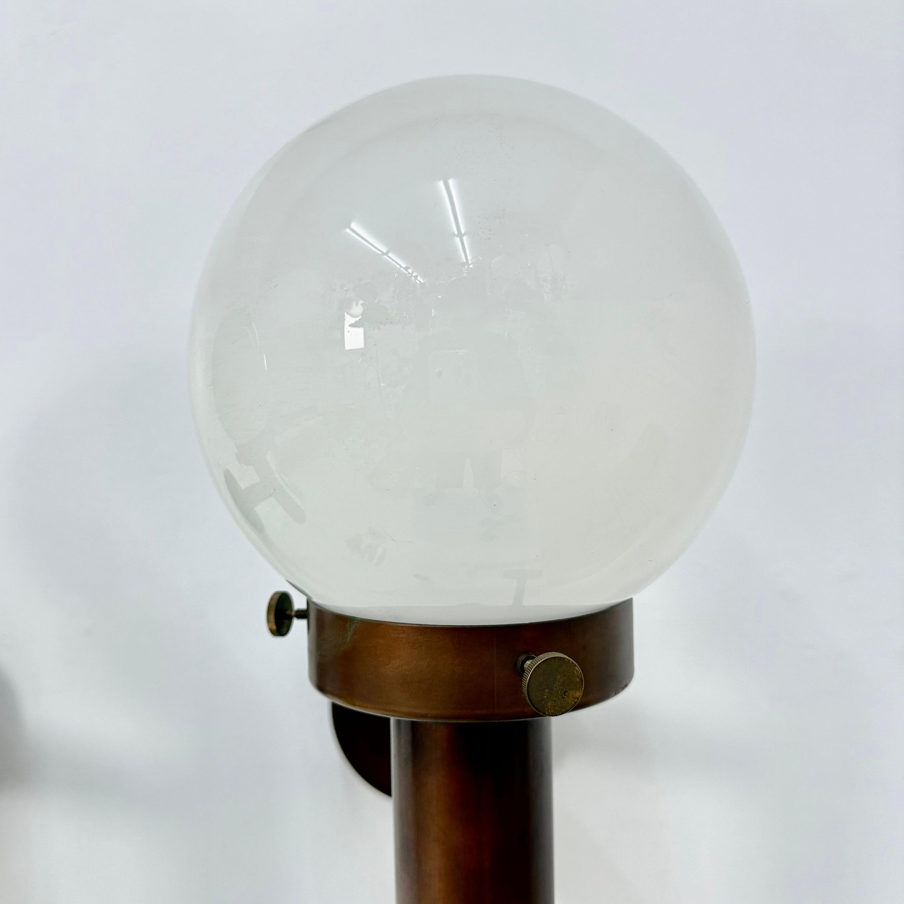 Set of 2 globe glass wall lamps sconces by Lisa Pape Sweden , 1970s For Sale 5