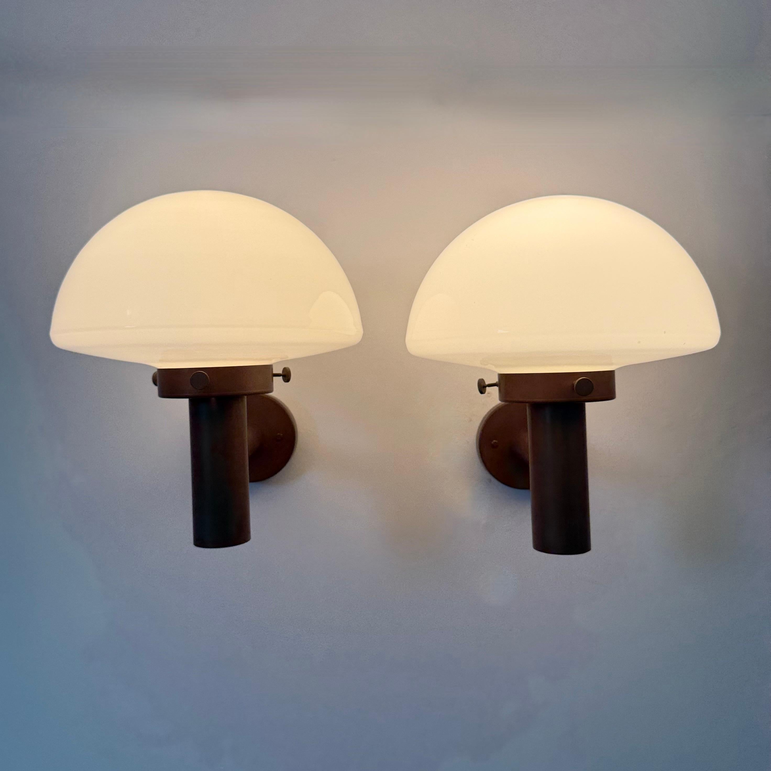 Set of 2 globe glass wall lamps sconces by Lisa Pape Sweden , 1970s For Sale 6