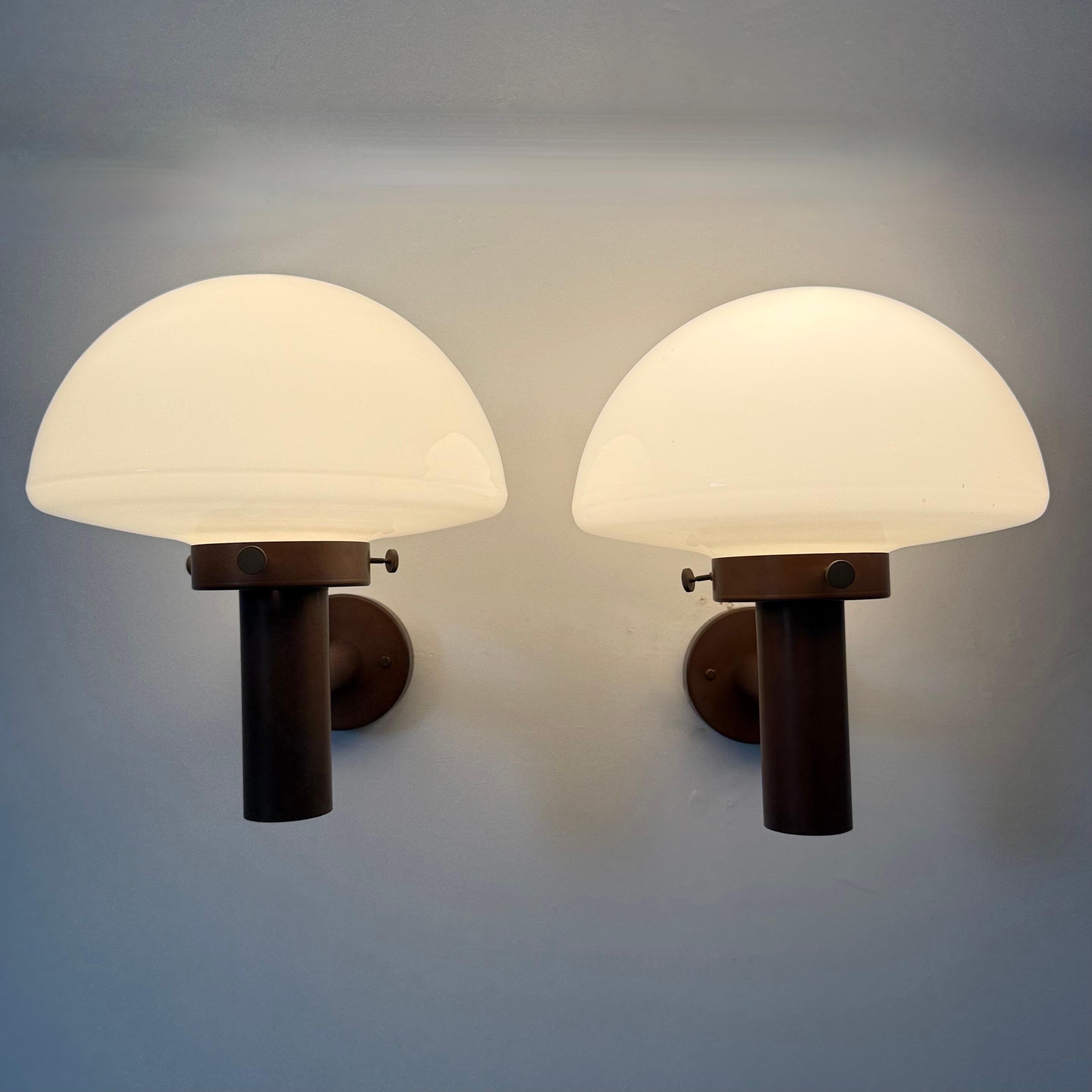 Set of 2 globe glass wall lamps sconces by Lisa Pape Sweden , 1970s For Sale 7