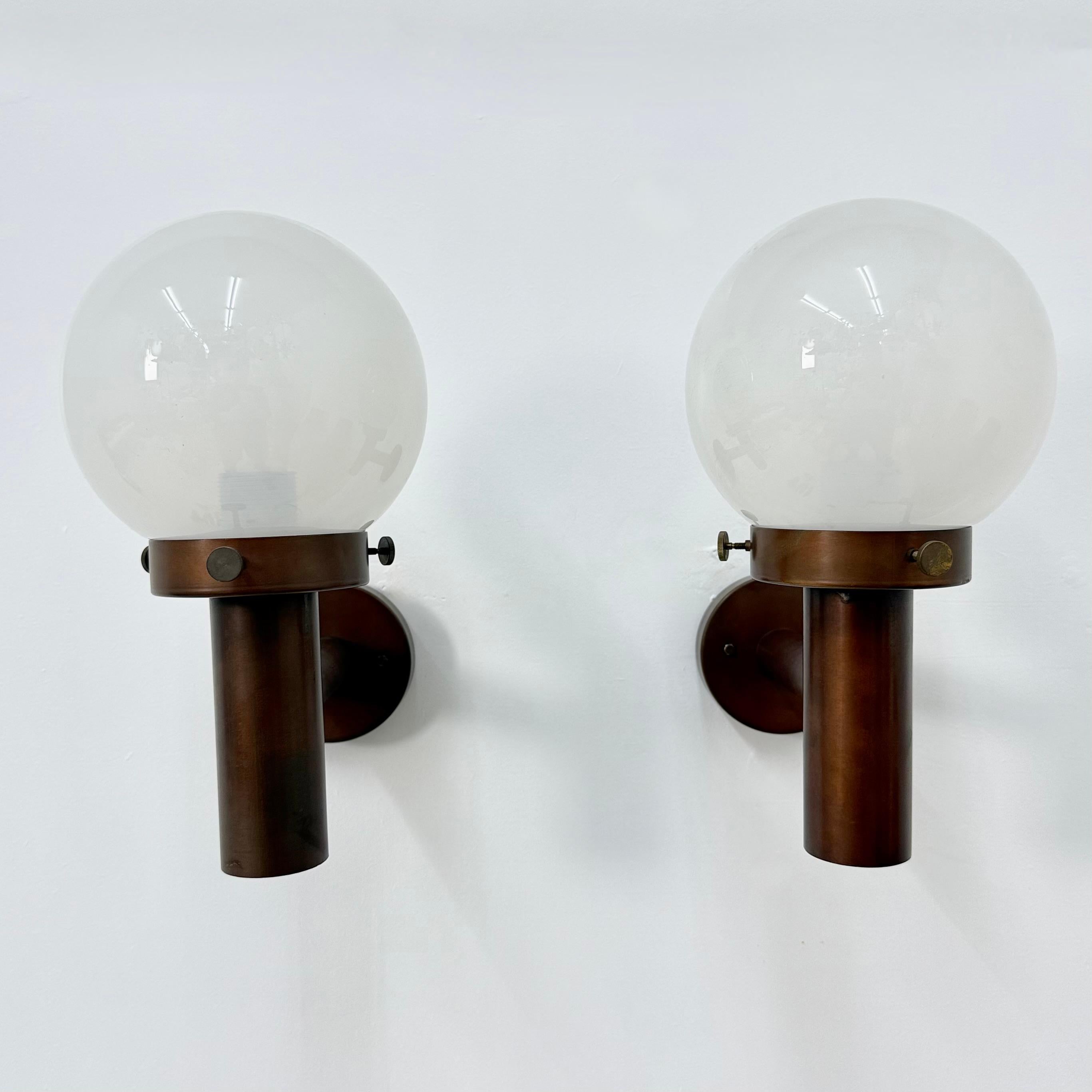 Set of 2 globe glass wall lamps sconces by Lisa Pape Sweden , 1970s For Sale 7