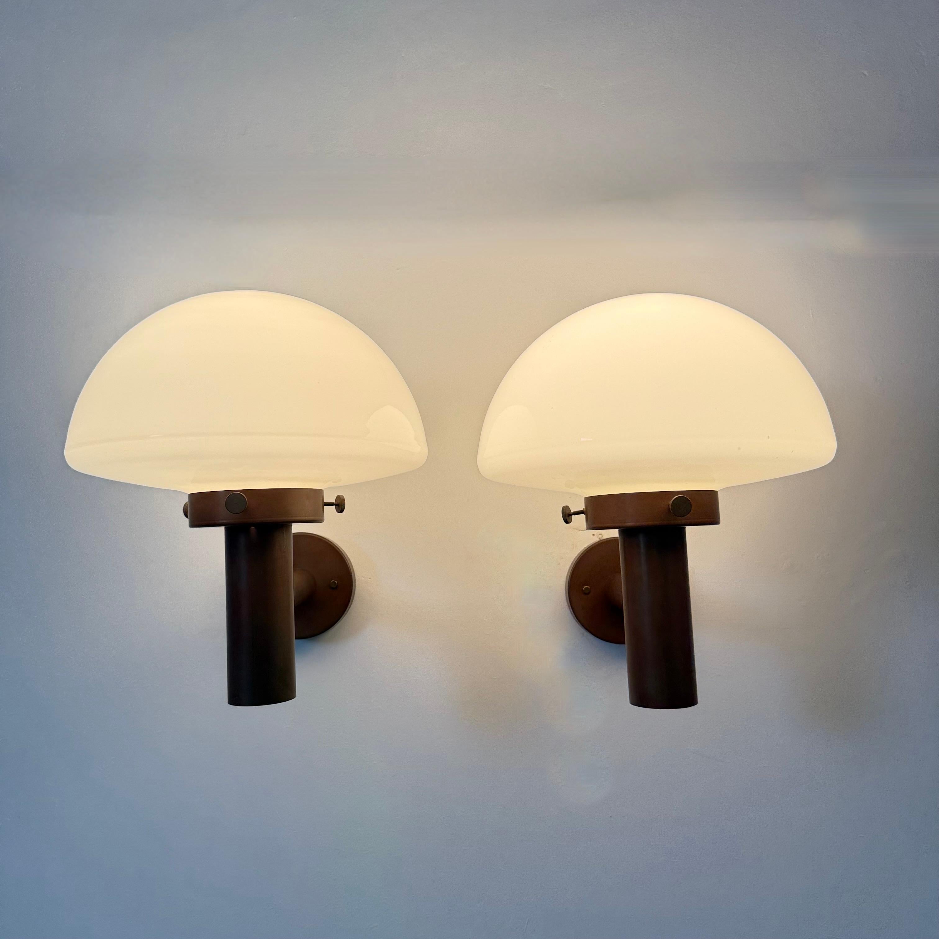 Set of 2 globe glass wall lamps sconces by Lisa Pape Sweden , 1970s For Sale 8