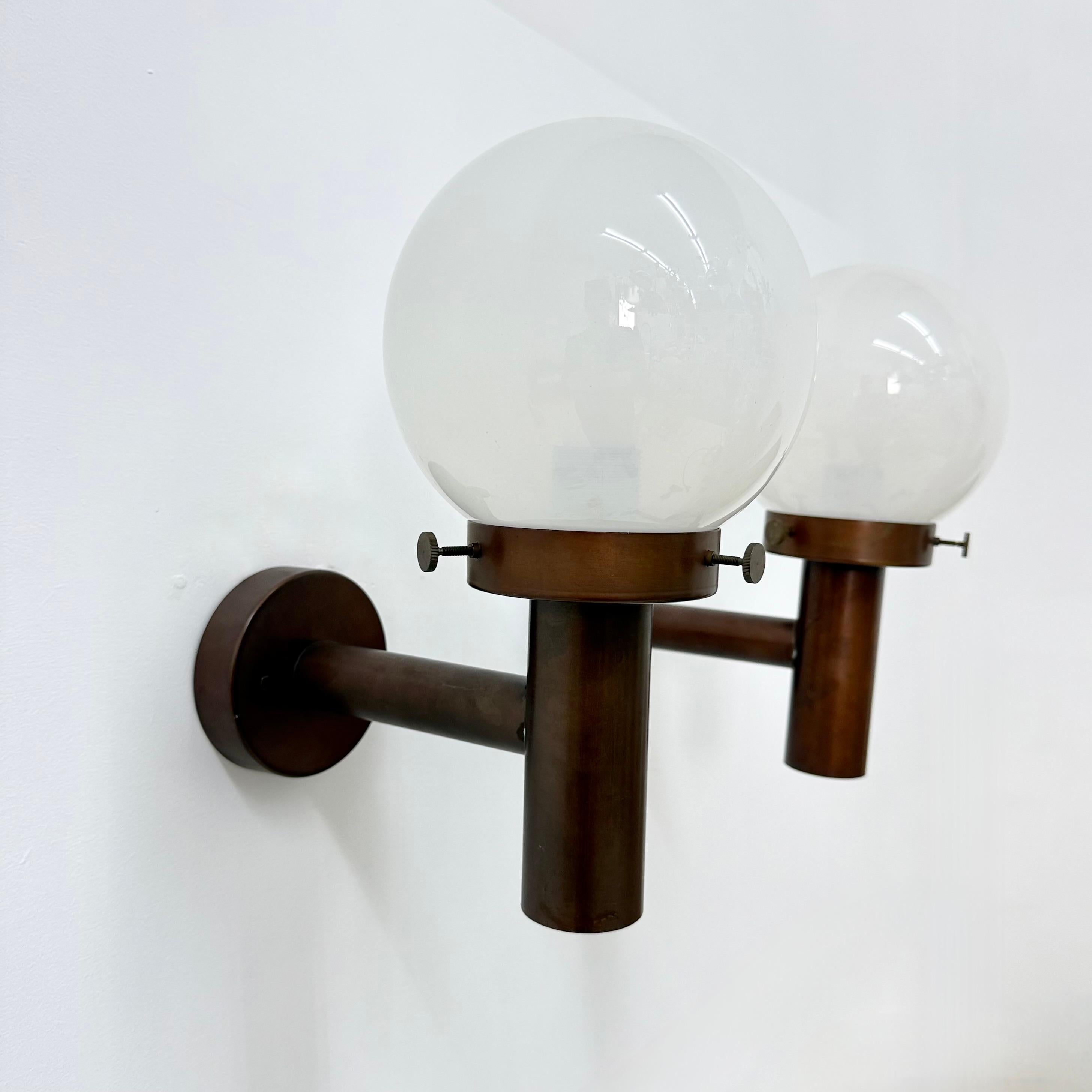 Set of 2 globe glass wall lamps sconces by Lisa Pape Sweden , 1970s For Sale 8