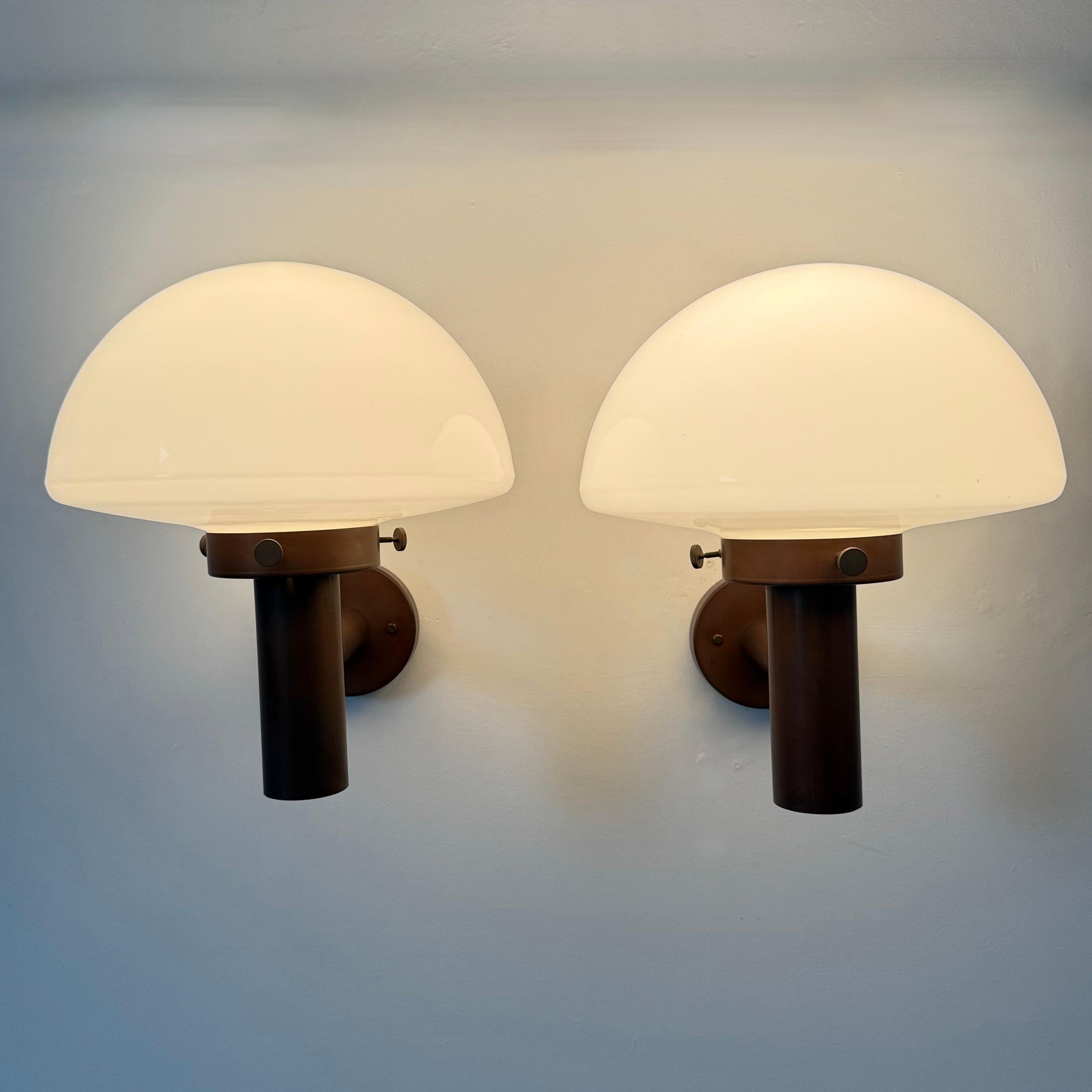 Set of 2 globe glass wall lamps sconces by Lisa Pape Sweden , 1970s For Sale 10