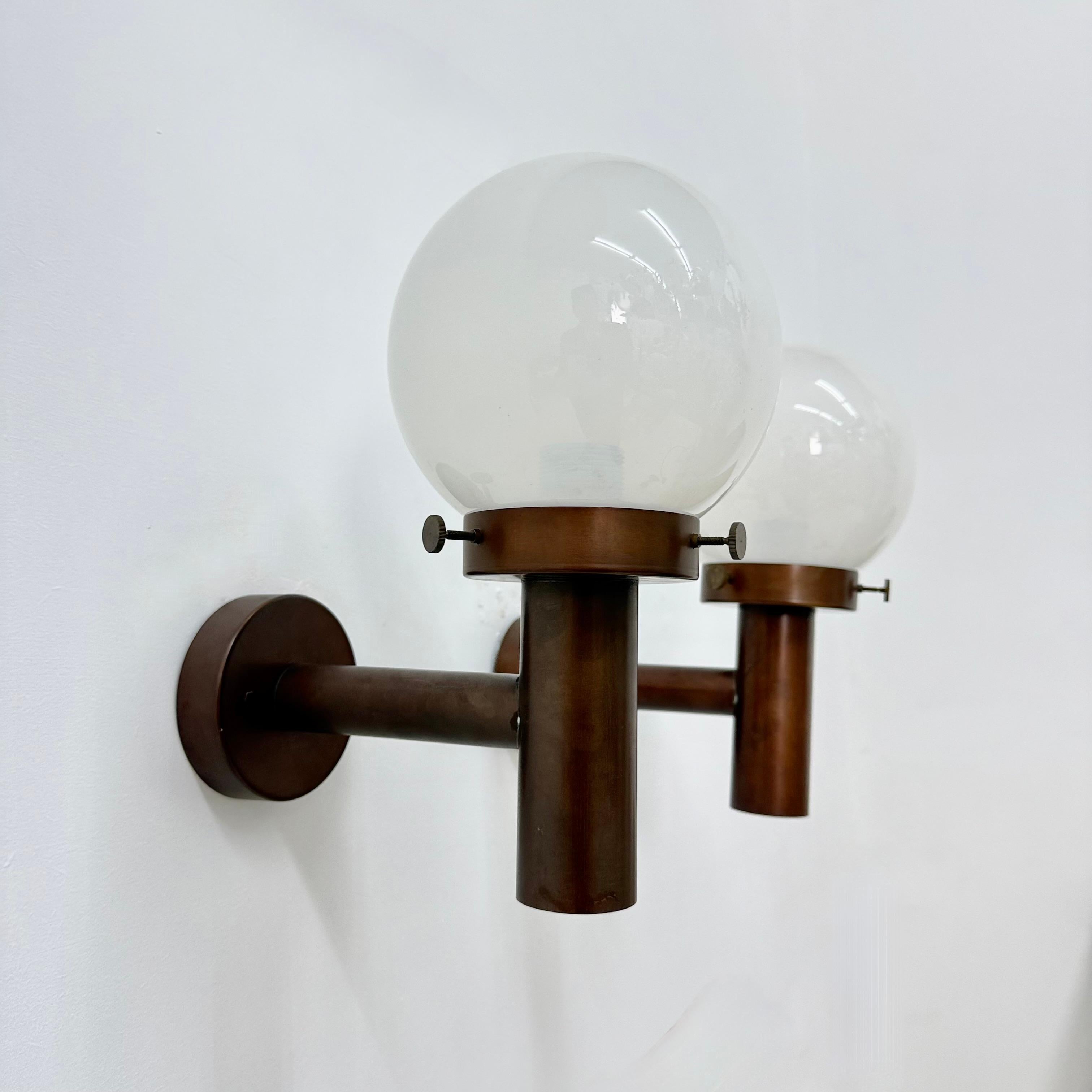Set of 2 globe glass wall lamps sconces by Lisa Pape Sweden , 1970s For Sale 10