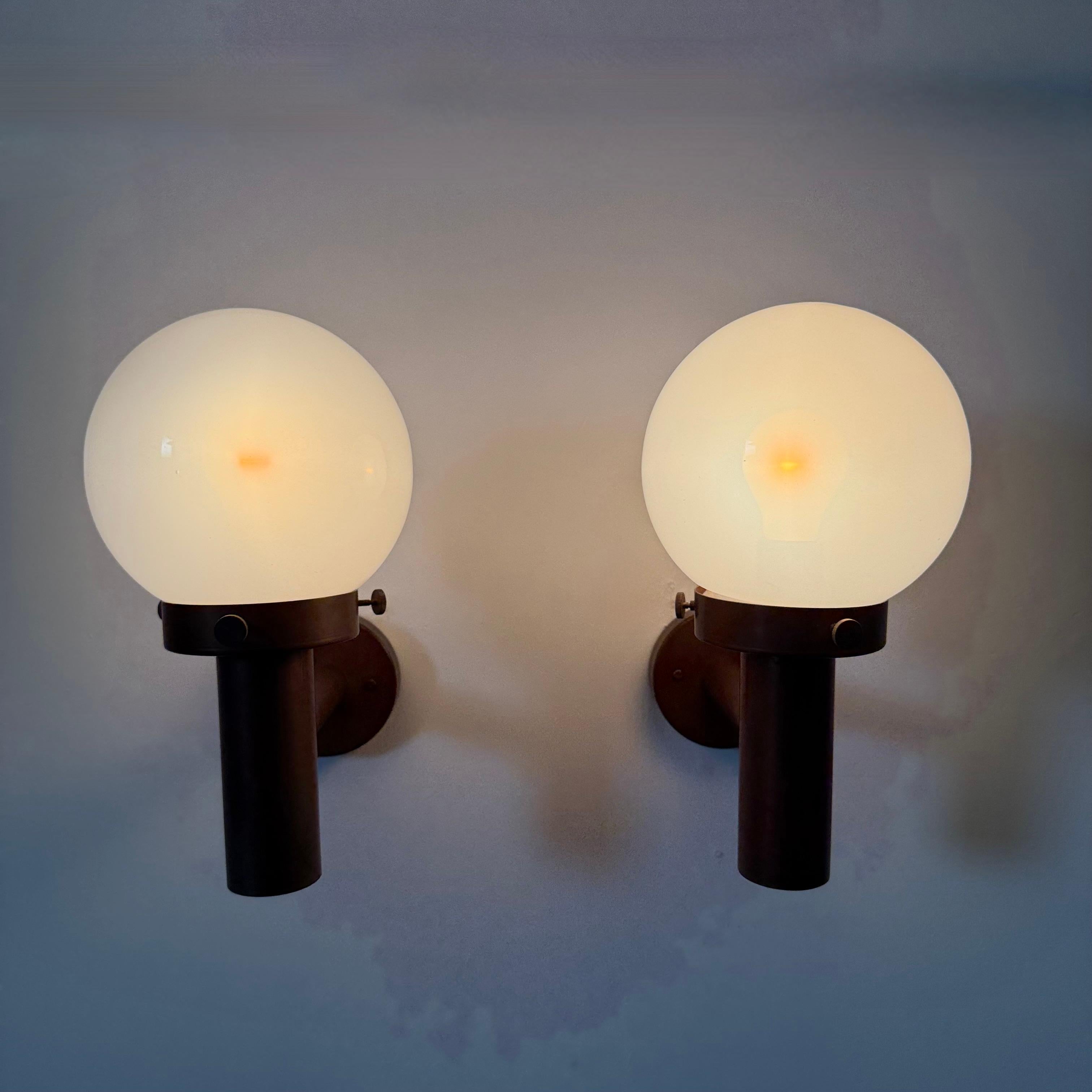 Set of 2 globe glass wall lamps sconces by Lisa Pape Sweden , 1970s For Sale 11
