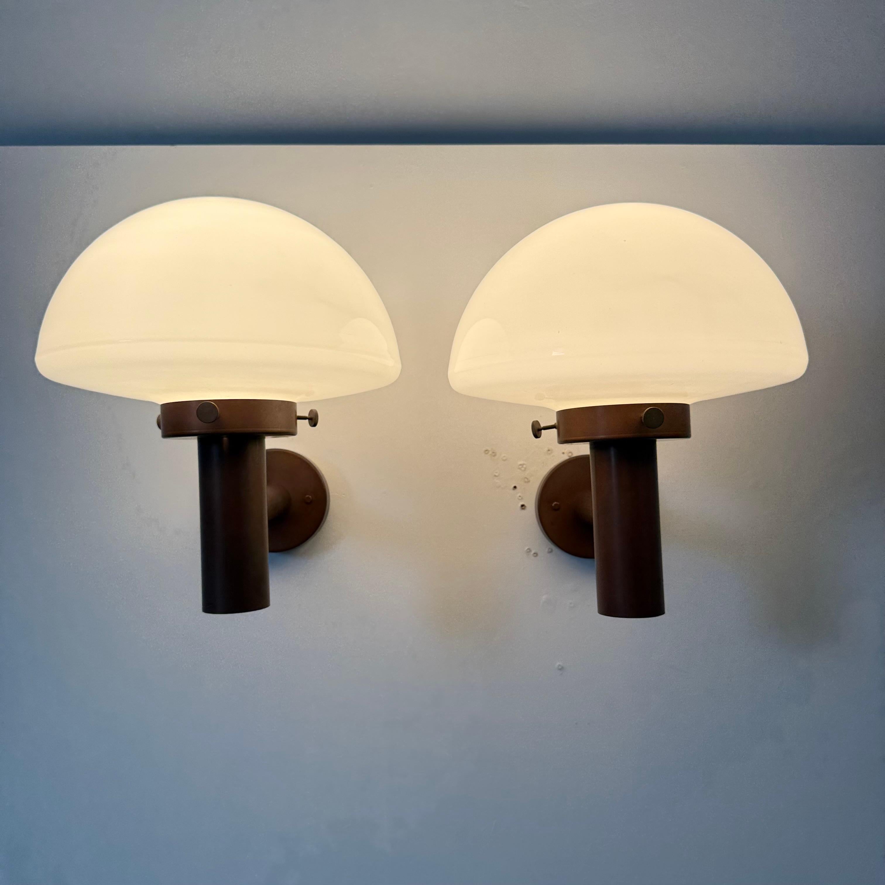 Set of 2 globe glass wall lamps sconces by Lisa Pape Sweden , 1970s For Sale 11