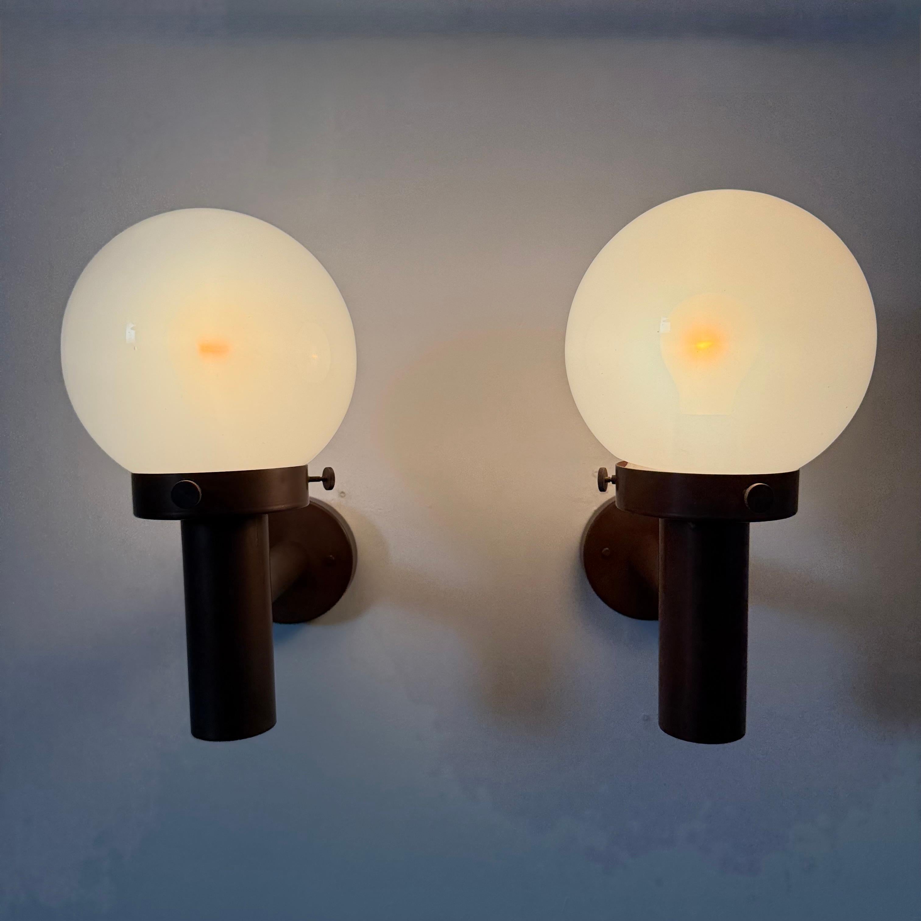 Set of 2 globe glass wall lamps sconces by Lisa Pape Sweden , 1970s For Sale 12
