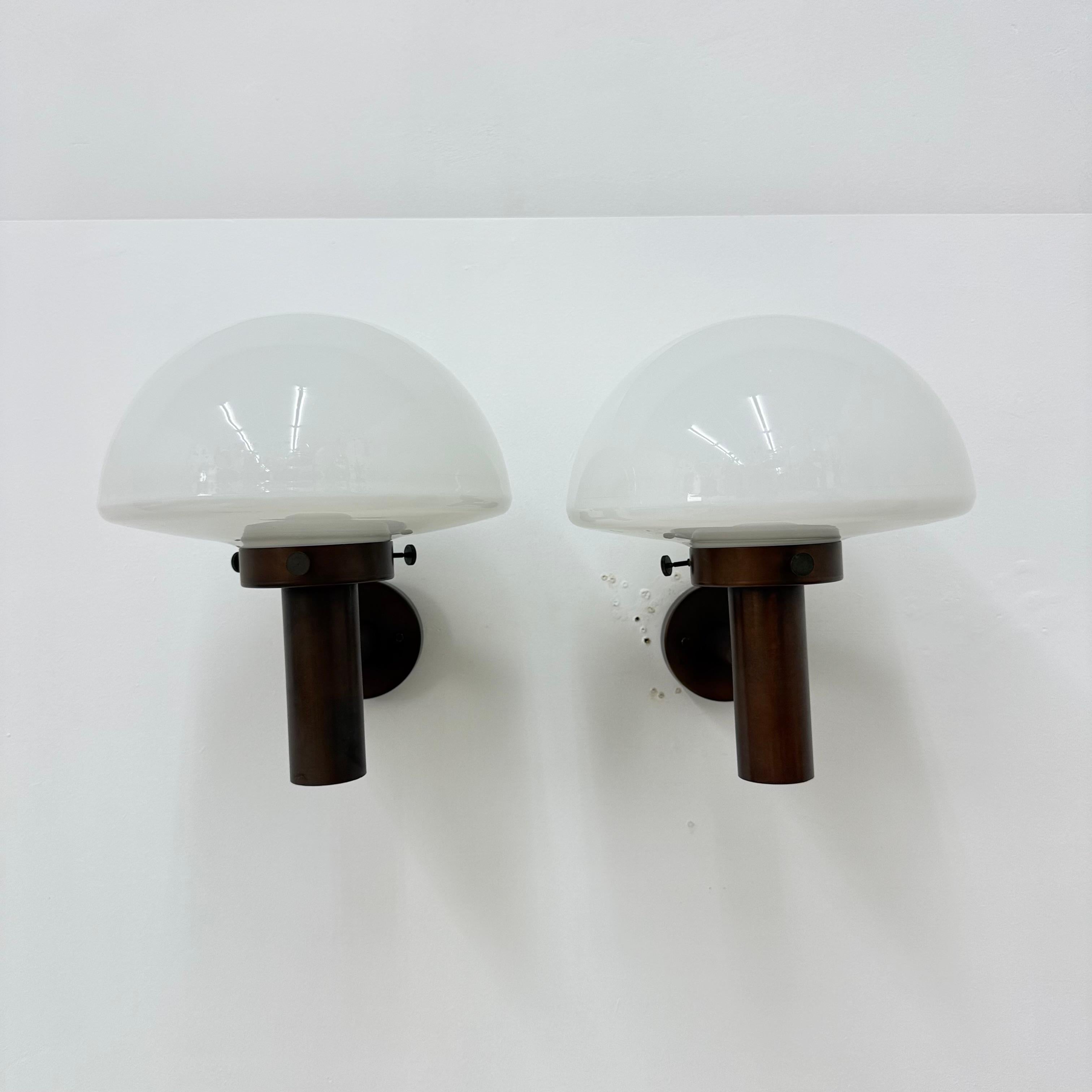 Set of 2 globe glass wall lamps sconces by Lisa Pape Sweden , 1970s

