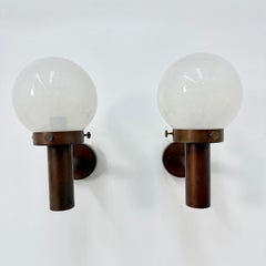 Set of 2 globe glass wall lamps sconces by Lisa Pape Sweden , 1970s