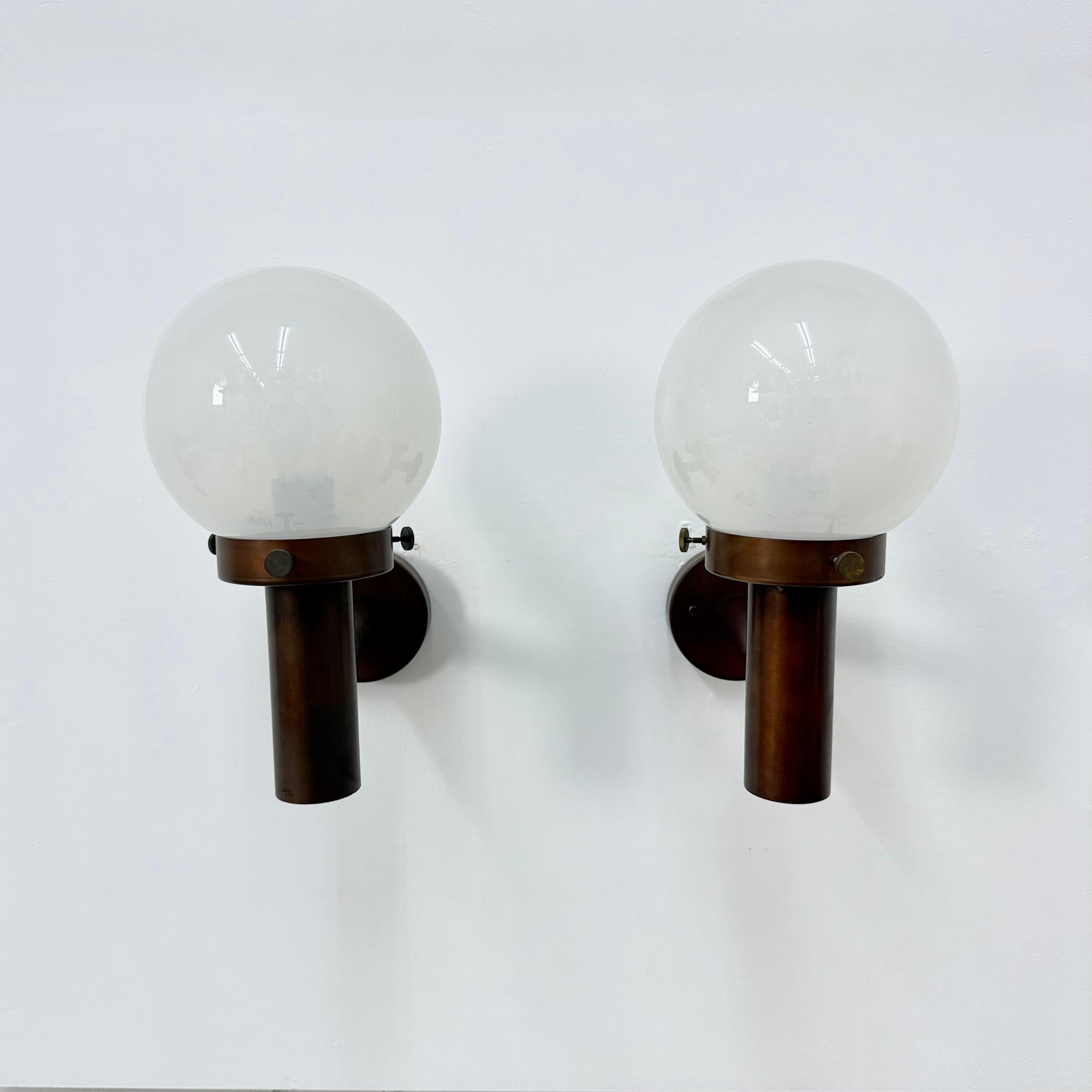 Mid-Century Modern Set of 2 globe glass wall lamps sconces by Lisa Pape Sweden , 1970s For Sale